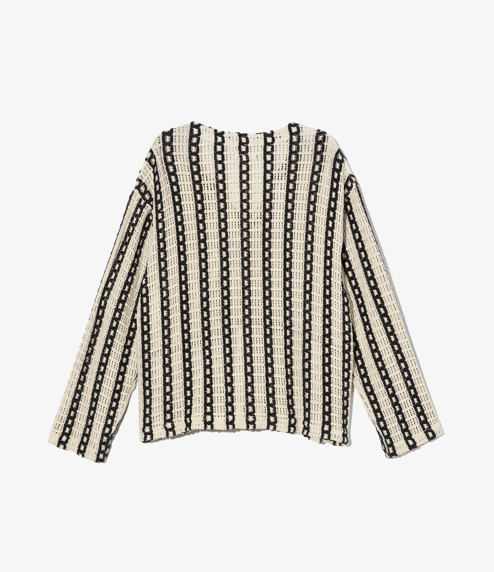 Knit Cardigan – Black/White Striped Crochet - Image 2