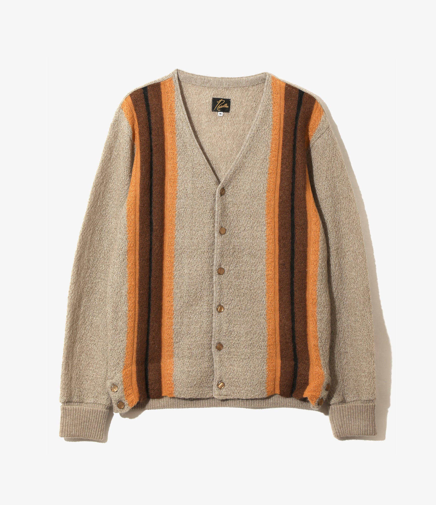Knit Cardigan – Taupe Stripe Woven Crepe