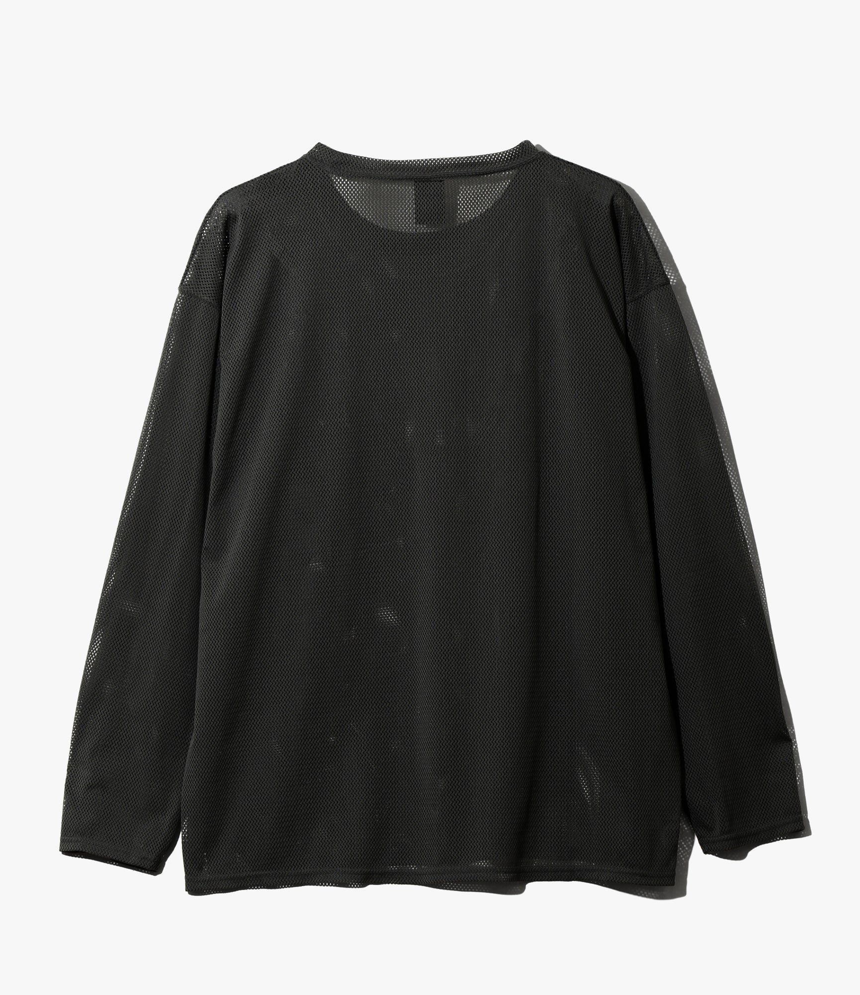 Long Sleeve Crew Neck – Black Knit Mesh - Image 3