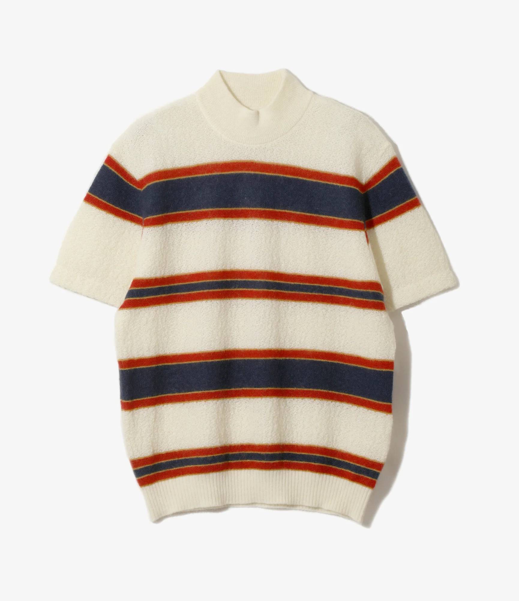 Mock Neck Short Sleeve Sweater – Ivory Woven Crepe