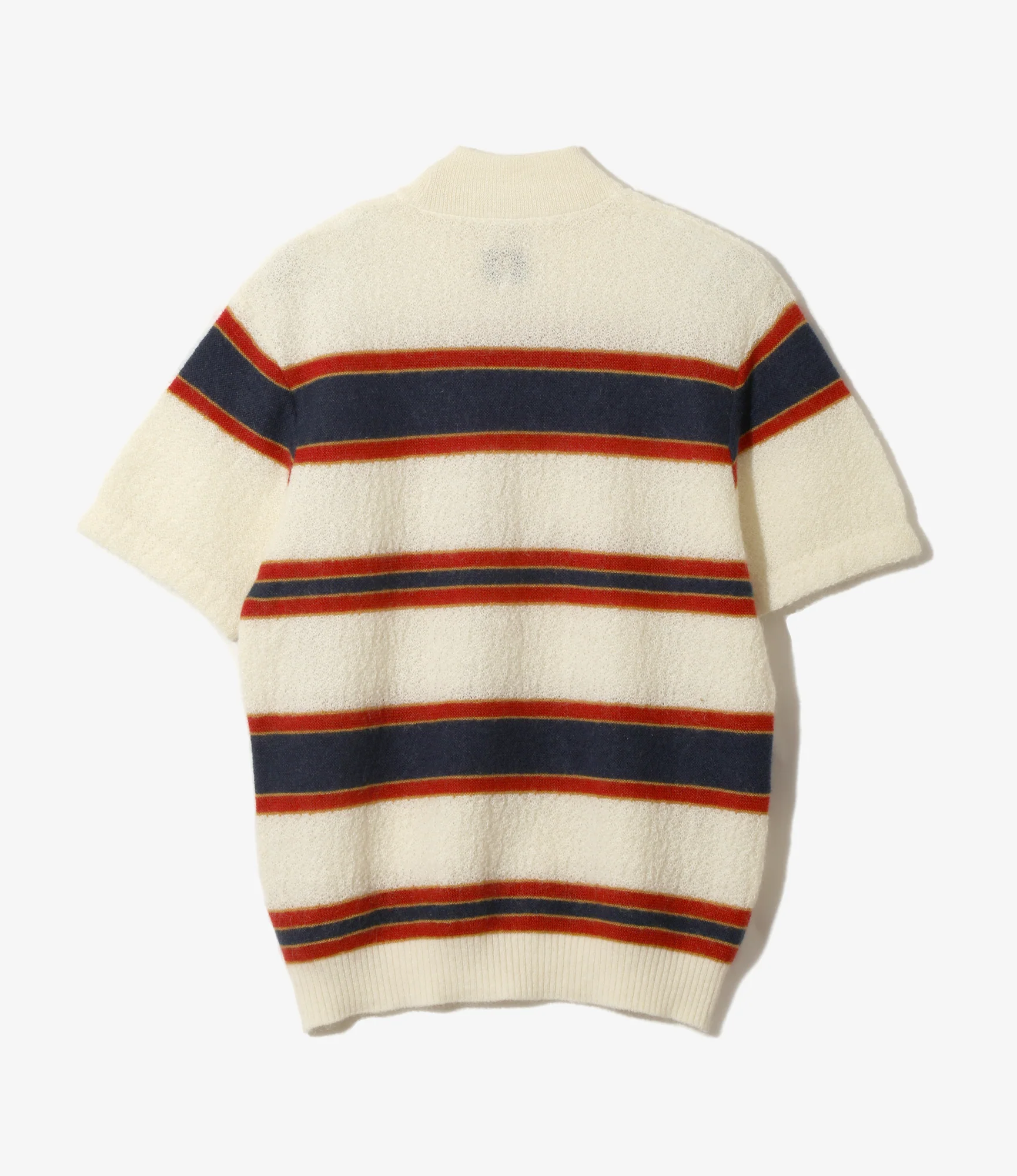 Mock Neck Short Sleeve Sweater – Ivory Woven Crepe - Image 3