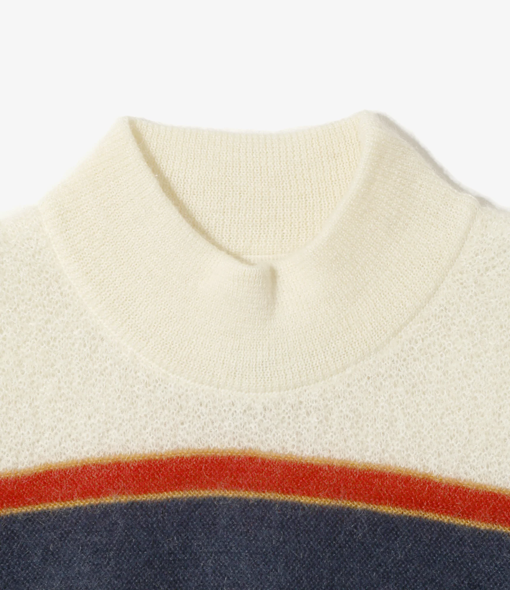 Mock Neck Short Sleeve Sweater – Ivory Woven Crepe - Image 4
