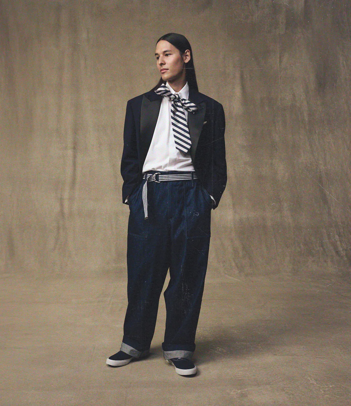 Oversized Round Collar Pinhole Shirt – White Oxford - Image 5