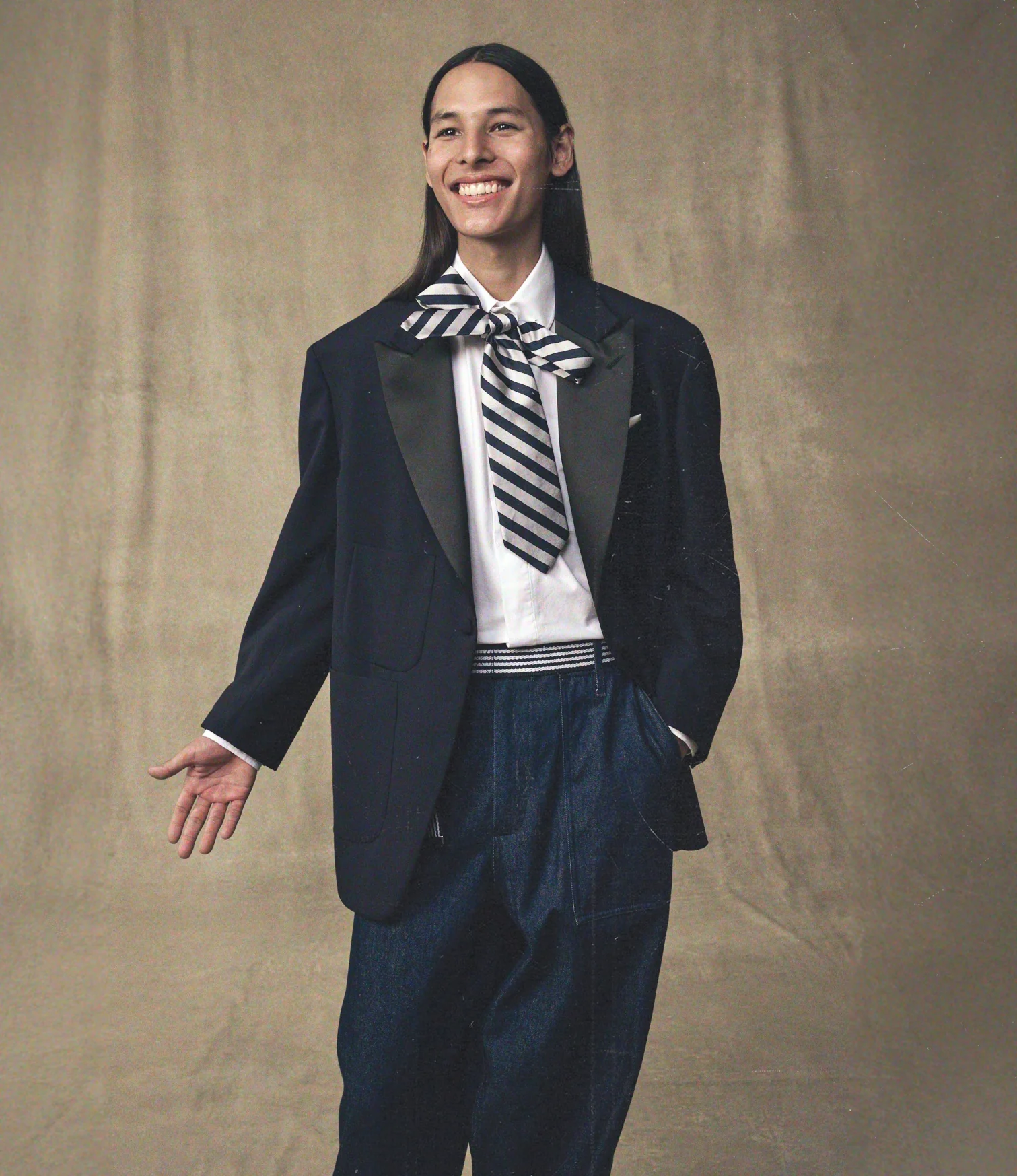 Oversized Round Collar Pinhole Shirt – White Oxford - Image 6
