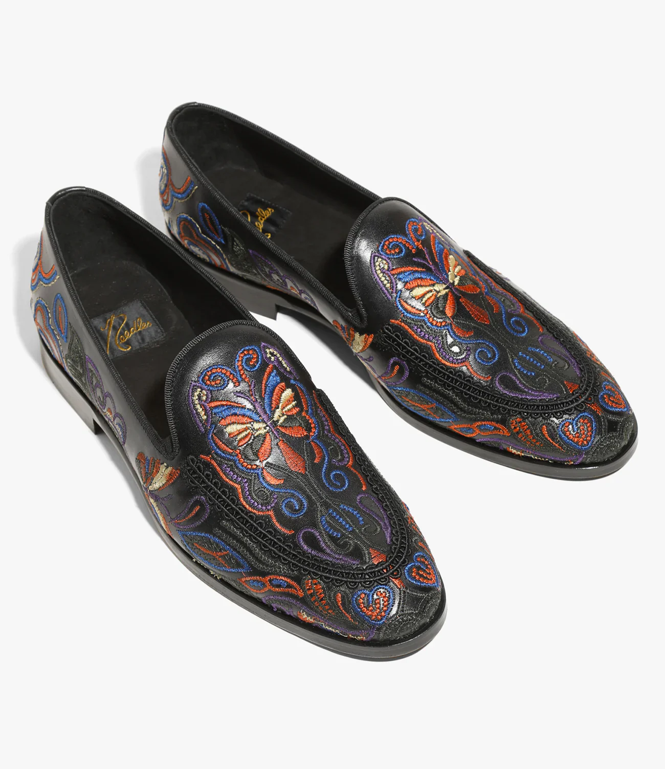 Papillon Embroidered Slip-On – Black Leather - Image 2
