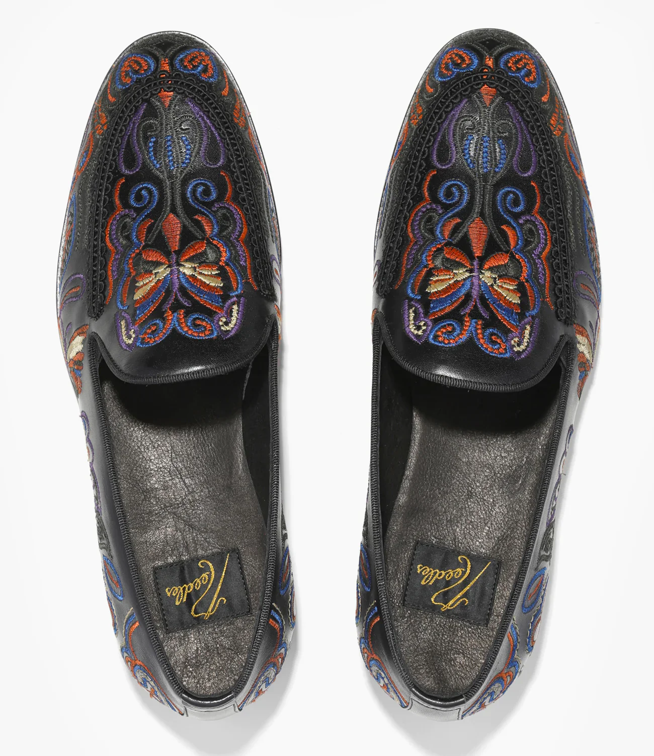 Papillon Embroidered Slip-On – Black Leather - Image 3