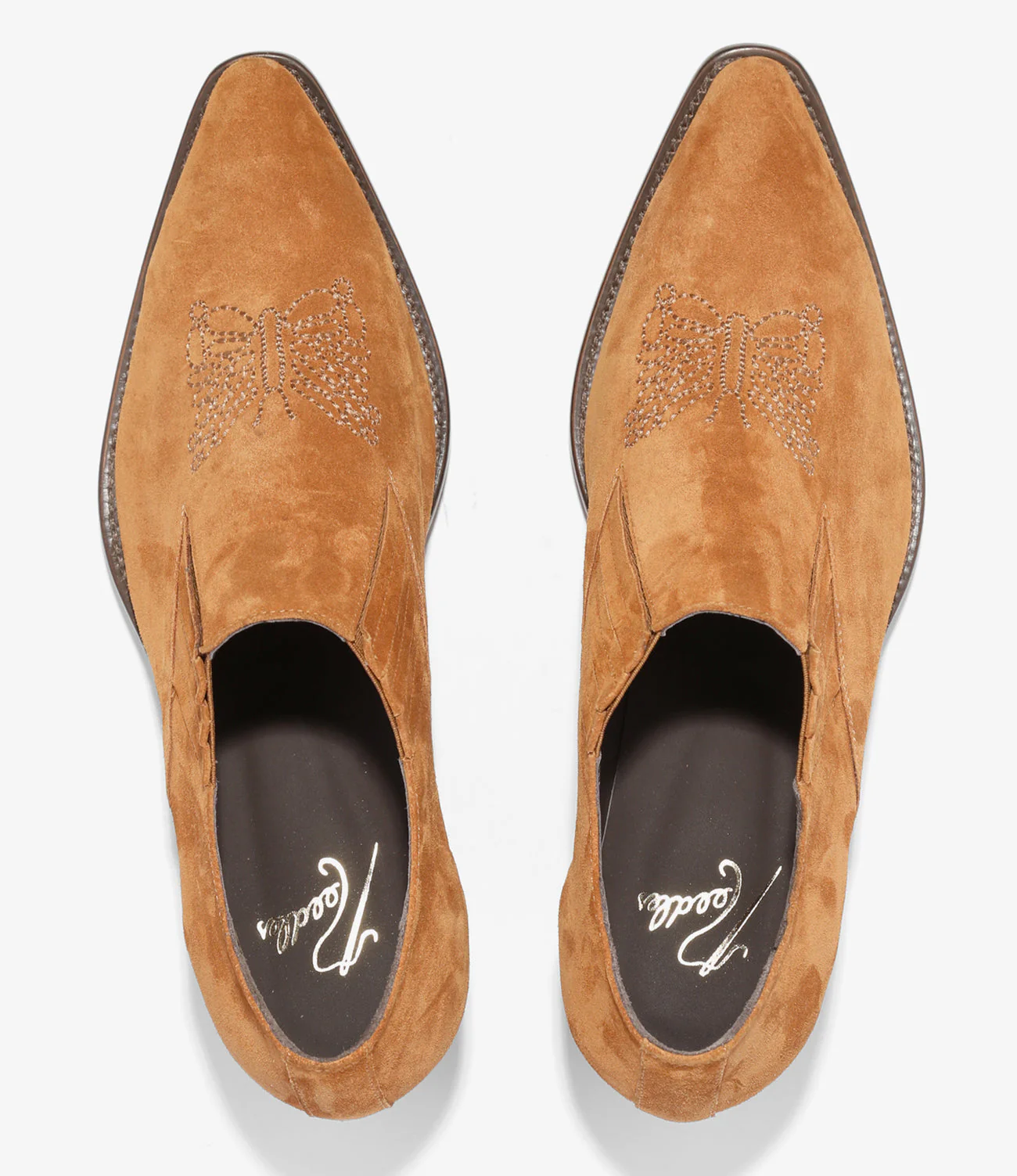 Papillon Stitched Cowboy Shoe – Brown Suede - Image 3