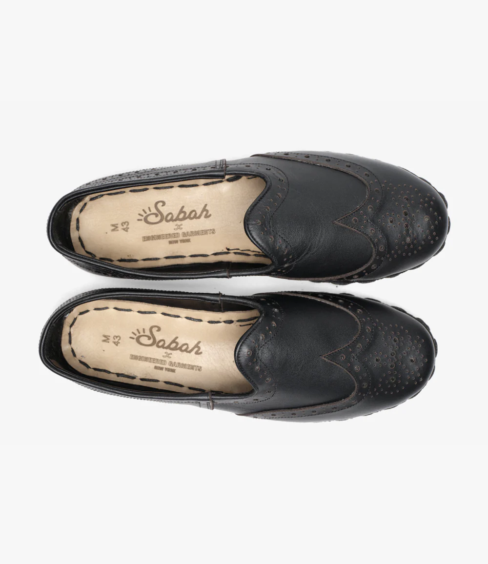 Perforated Sabah Slipper – Black Leather - Image 3