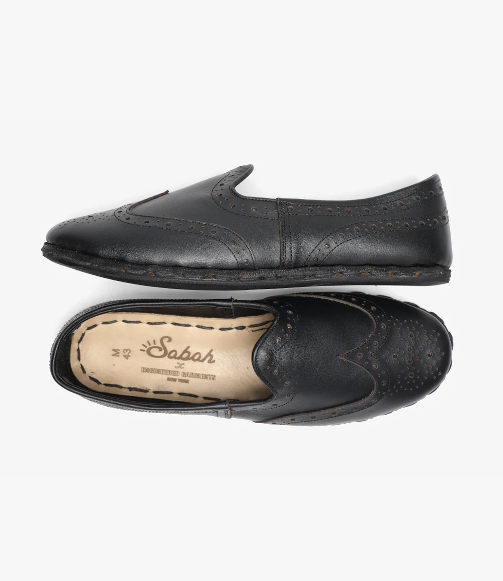 Perforated Sabah Slipper – Black Leather - Image 4