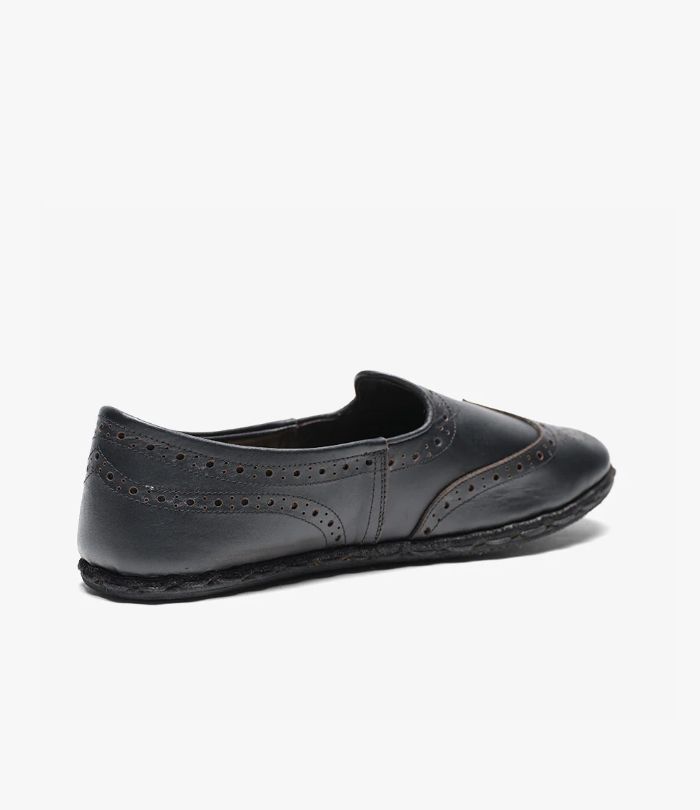 Perforated Sabah Slipper – Black Leather - Image 5