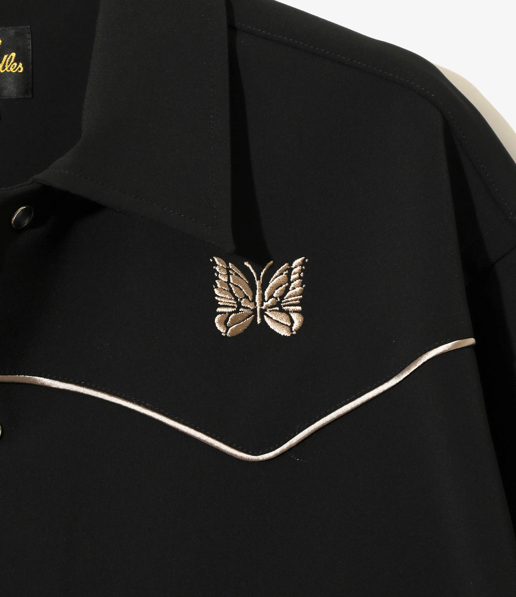 Piping Cowboy Jacket – Black Double Cloth - Image 3