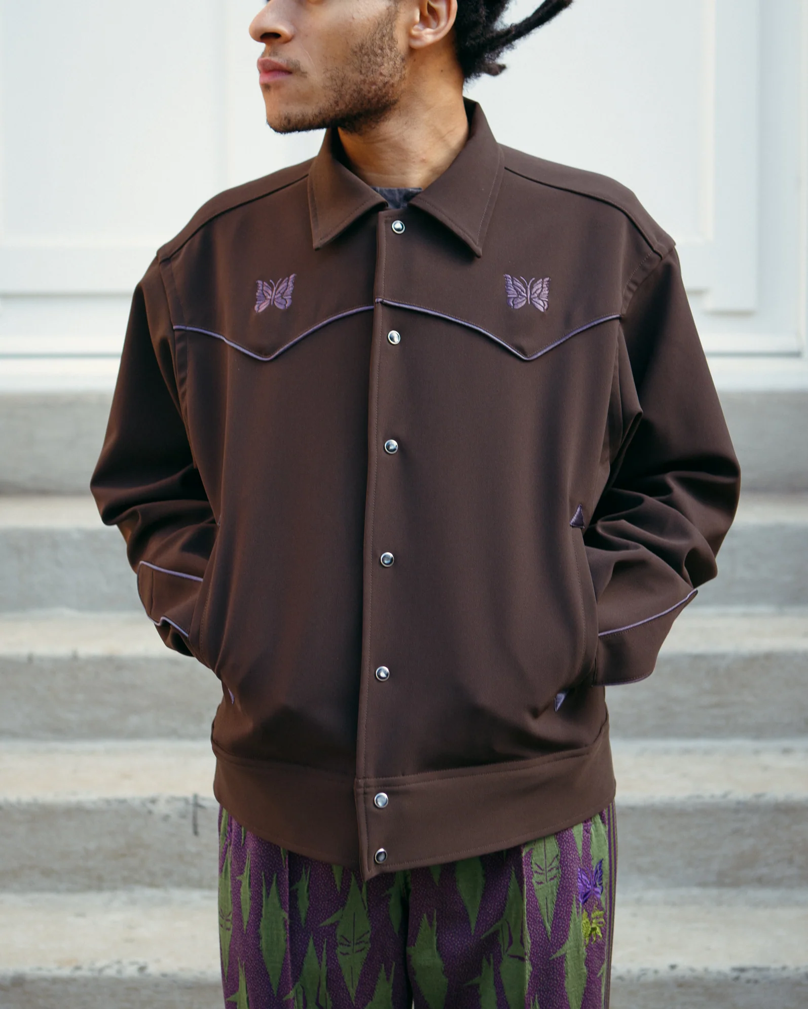 Piping Cowboy Jacket – Brown Double Cloth - Image 2