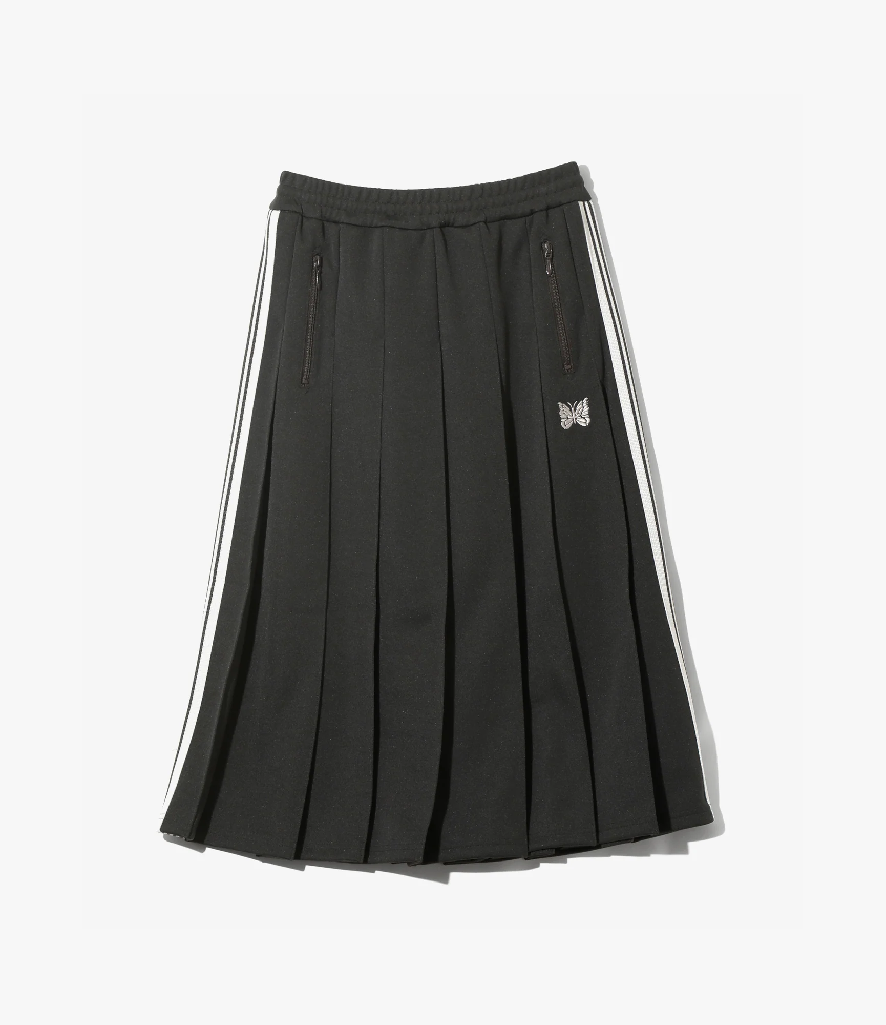 Pleated Track Skirt – Charcoal Poly Smooth