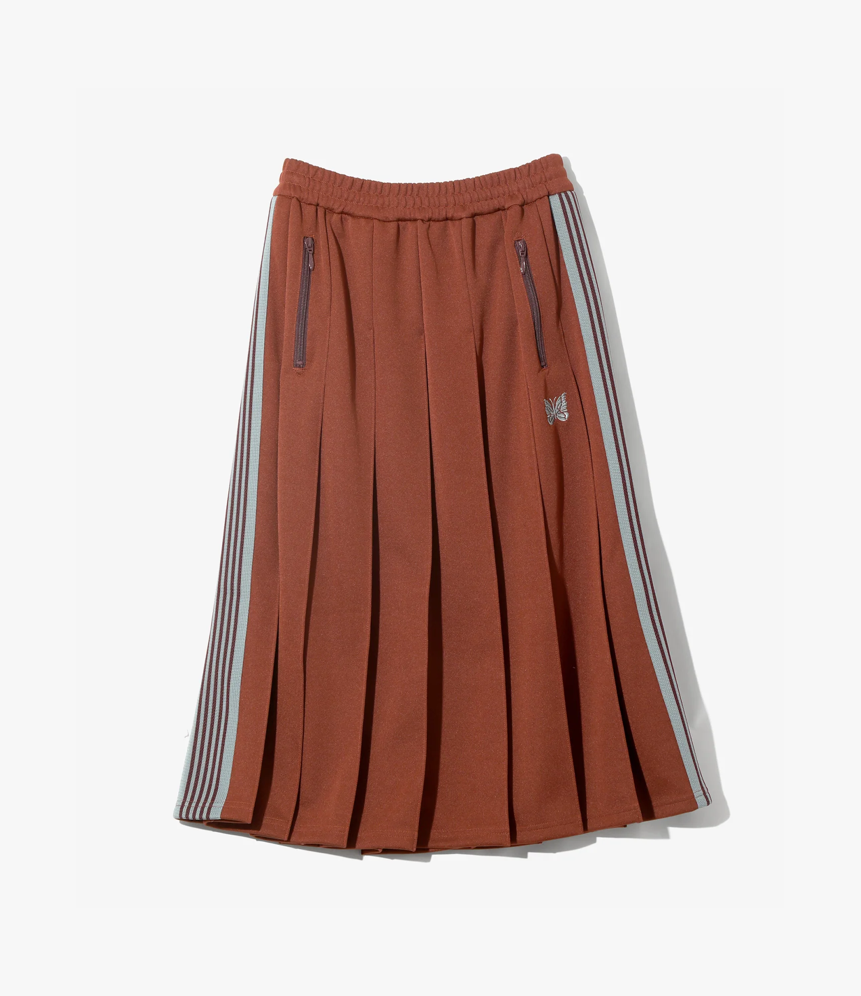 Pleated Track Skirt – Rust Poly Smooth