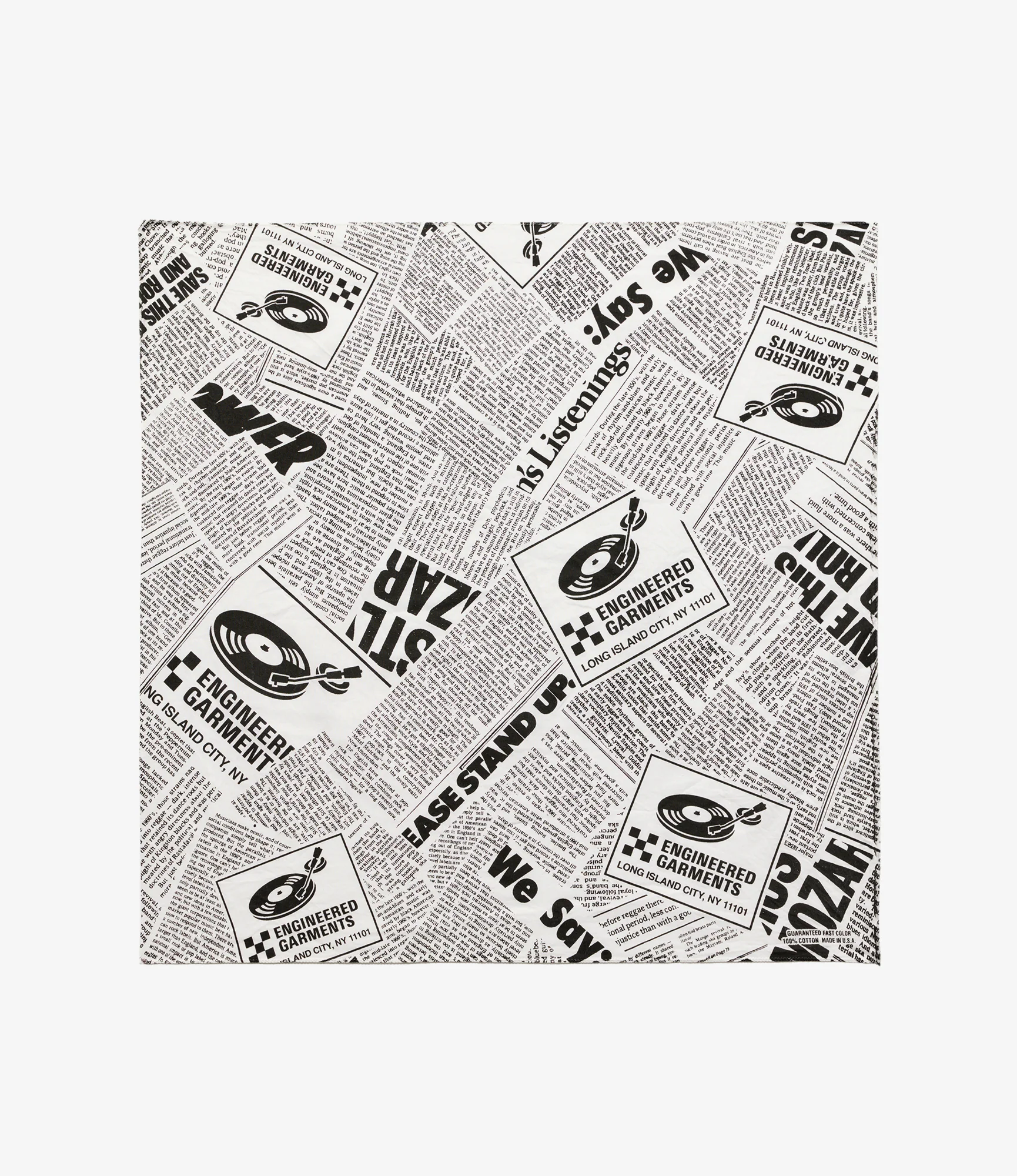 Cotton Bandana – White 'News' Print