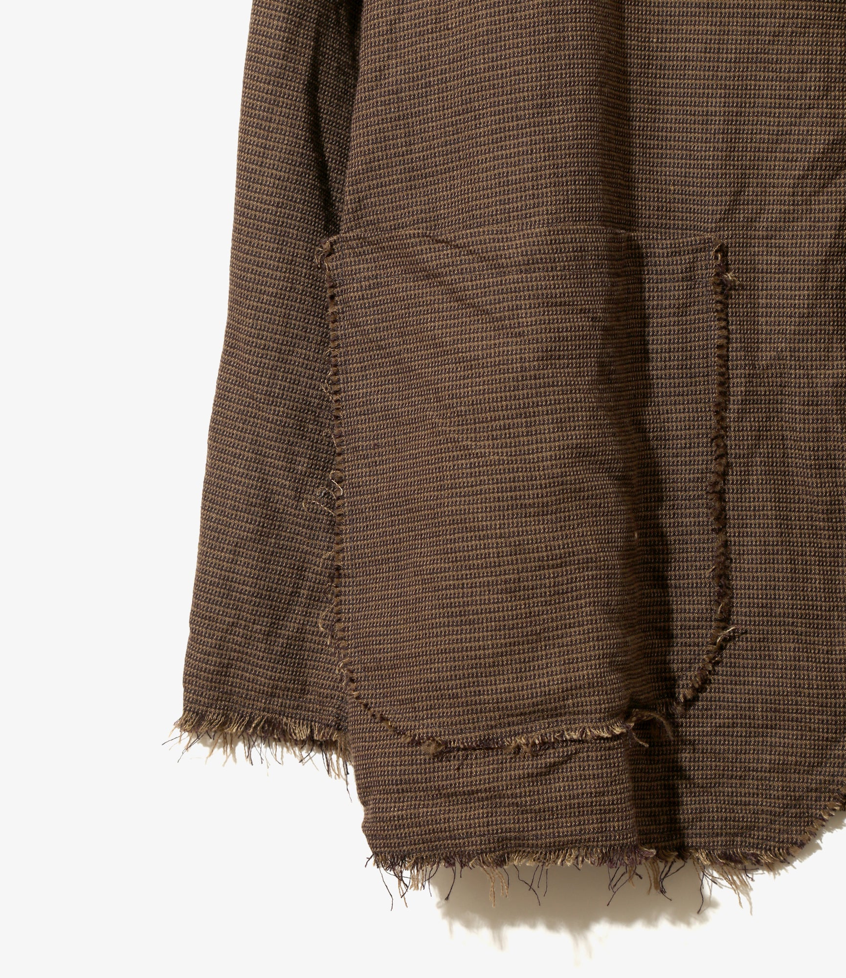Raw Edge Jacket – Brown Houndstooth Linen/Wool Blend - Image 4