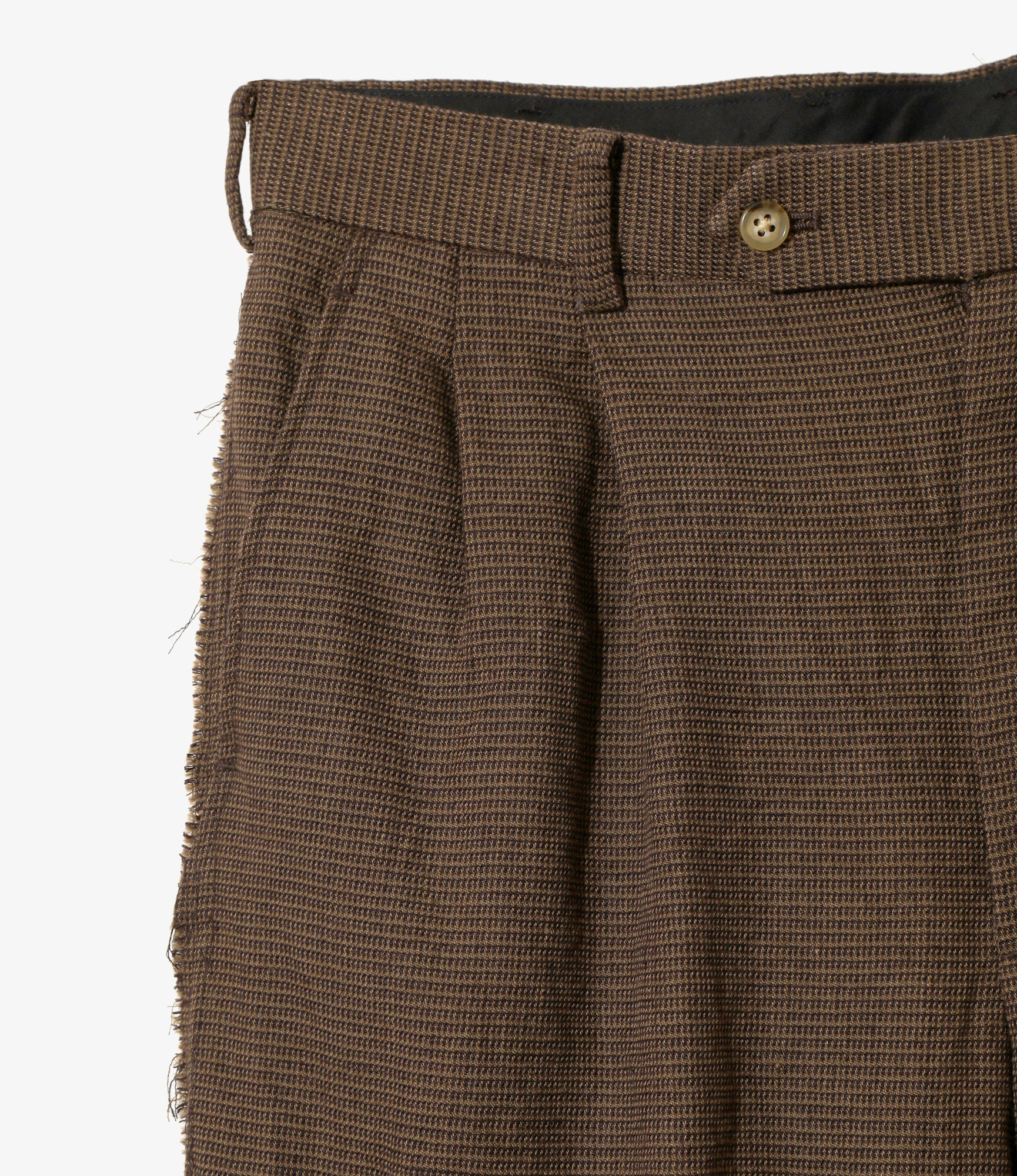 Raw Edge Trouser – Brown Houndstooth Linen/Wool Blend - Image 2
