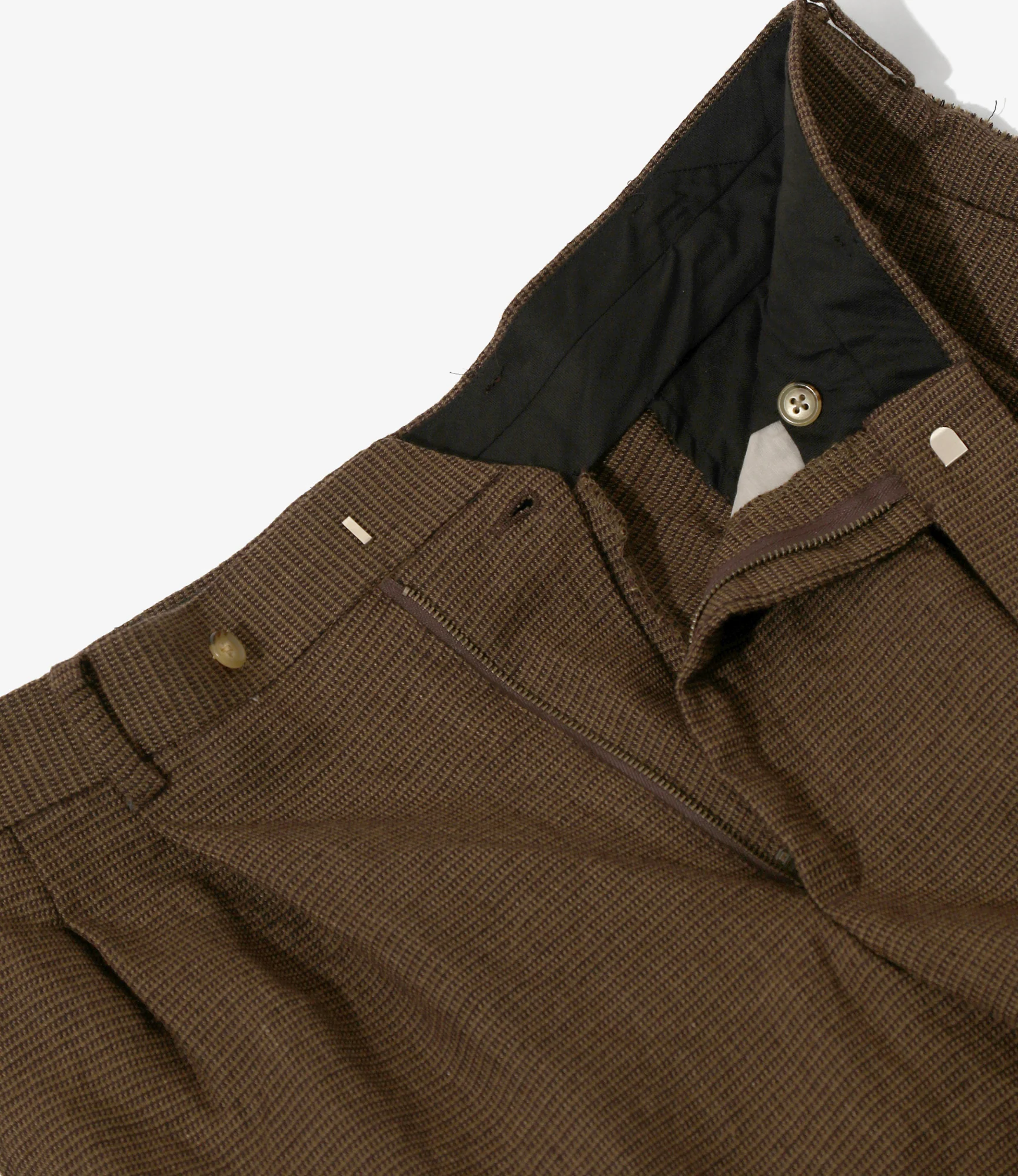Raw Edge Trouser – Brown Houndstooth Linen/Wool Blend - Image 3