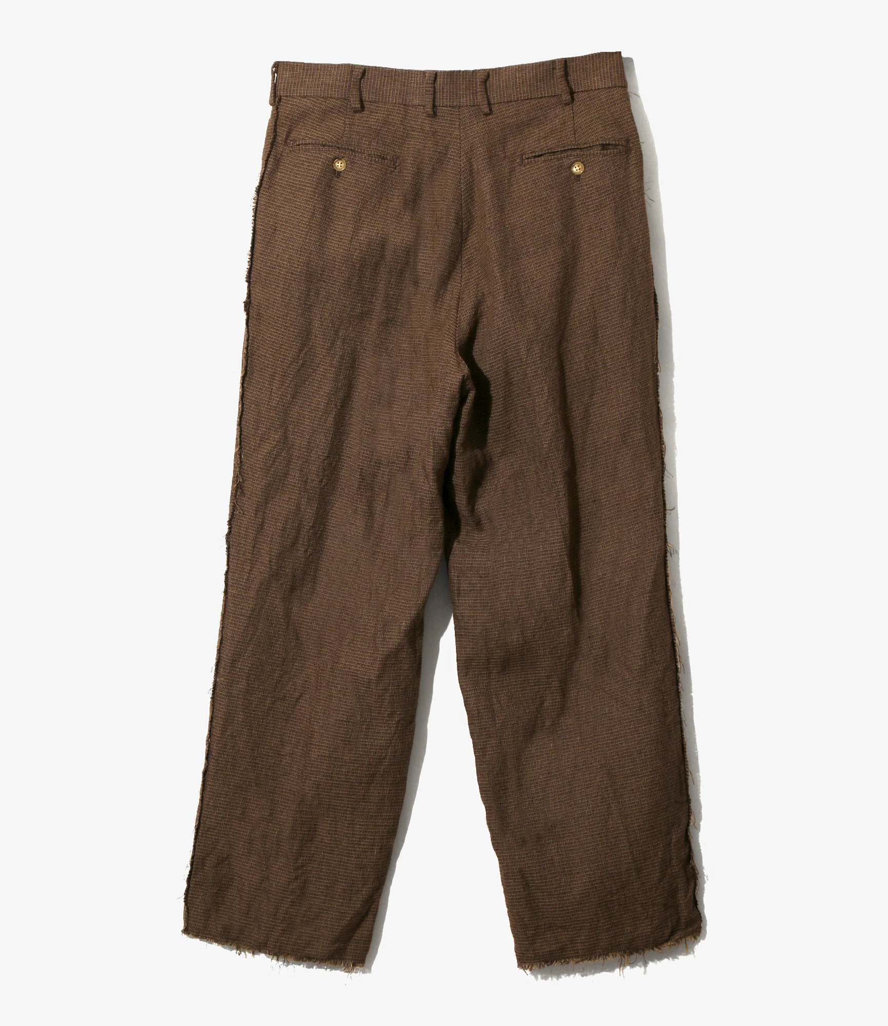 Raw Edge Trouser – Brown Houndstooth Linen/Wool Blend - Image 4
