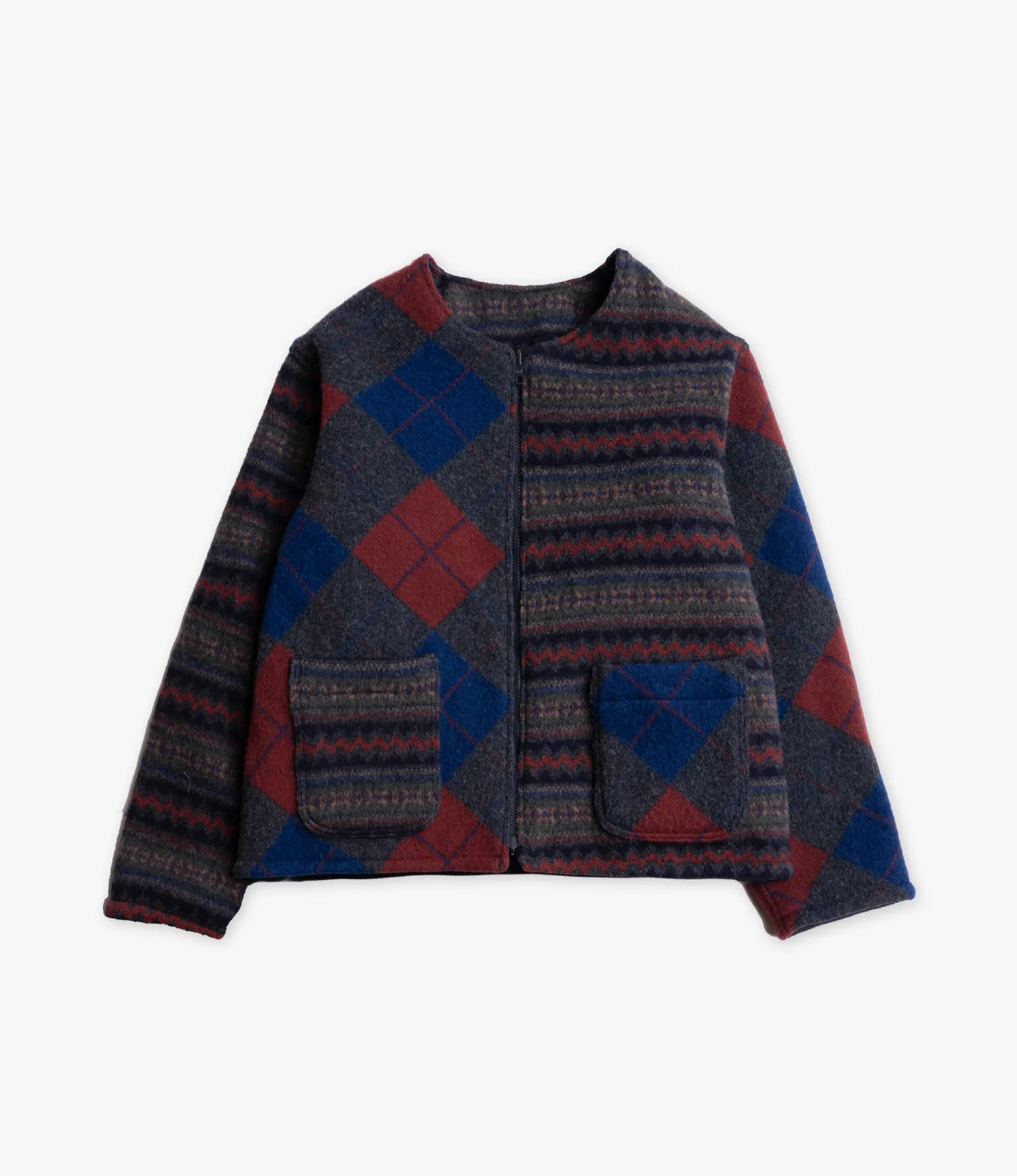 Reversible Cardigan Jacket – Mixed Argyle Wool