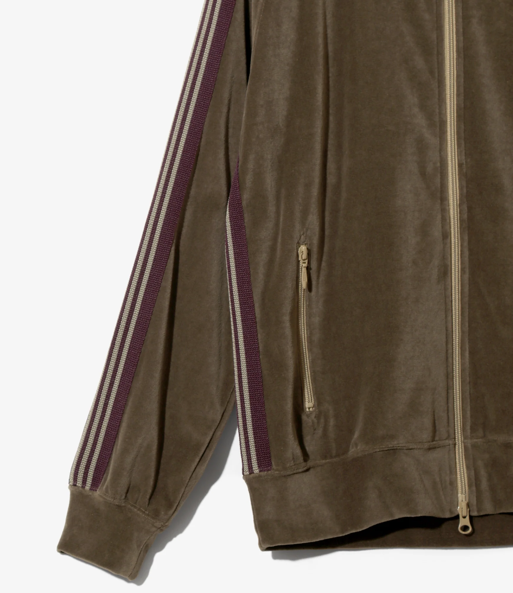 Rib Collar Track Jacket – Taupe Velour - Image 3
