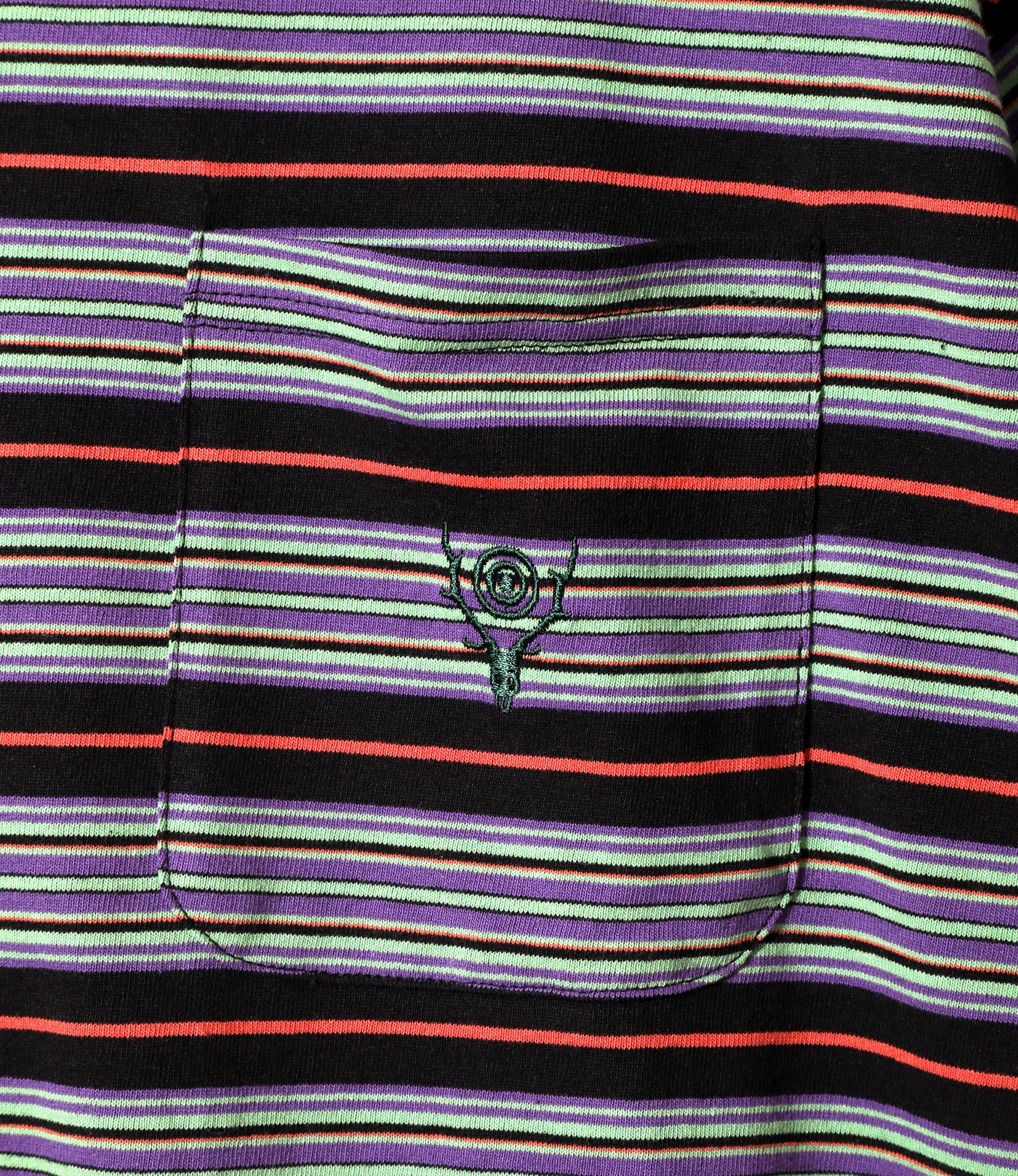 Round Pocket T-Shirt – Black Wide Stripe Jersey - Image 2