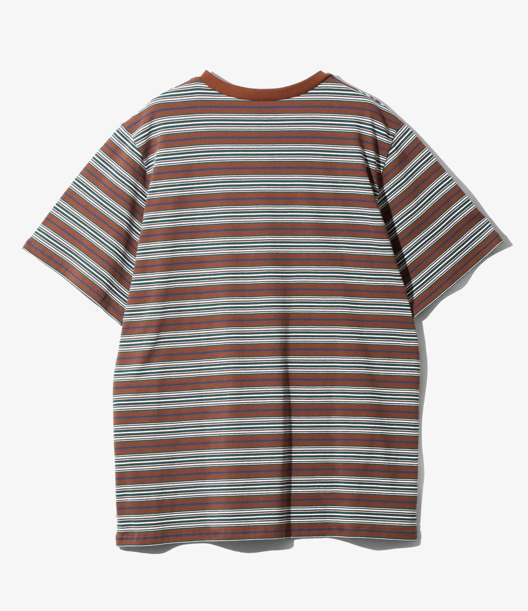 Round Pocket T-Shirt – Brown Wide Stripe Jersey - Image 3