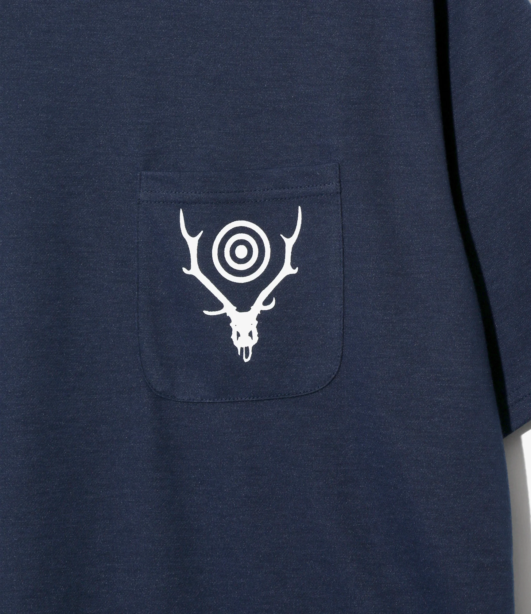 Round Pocket T-Shirt – Navy 'Circle Horn' Print - Image 2