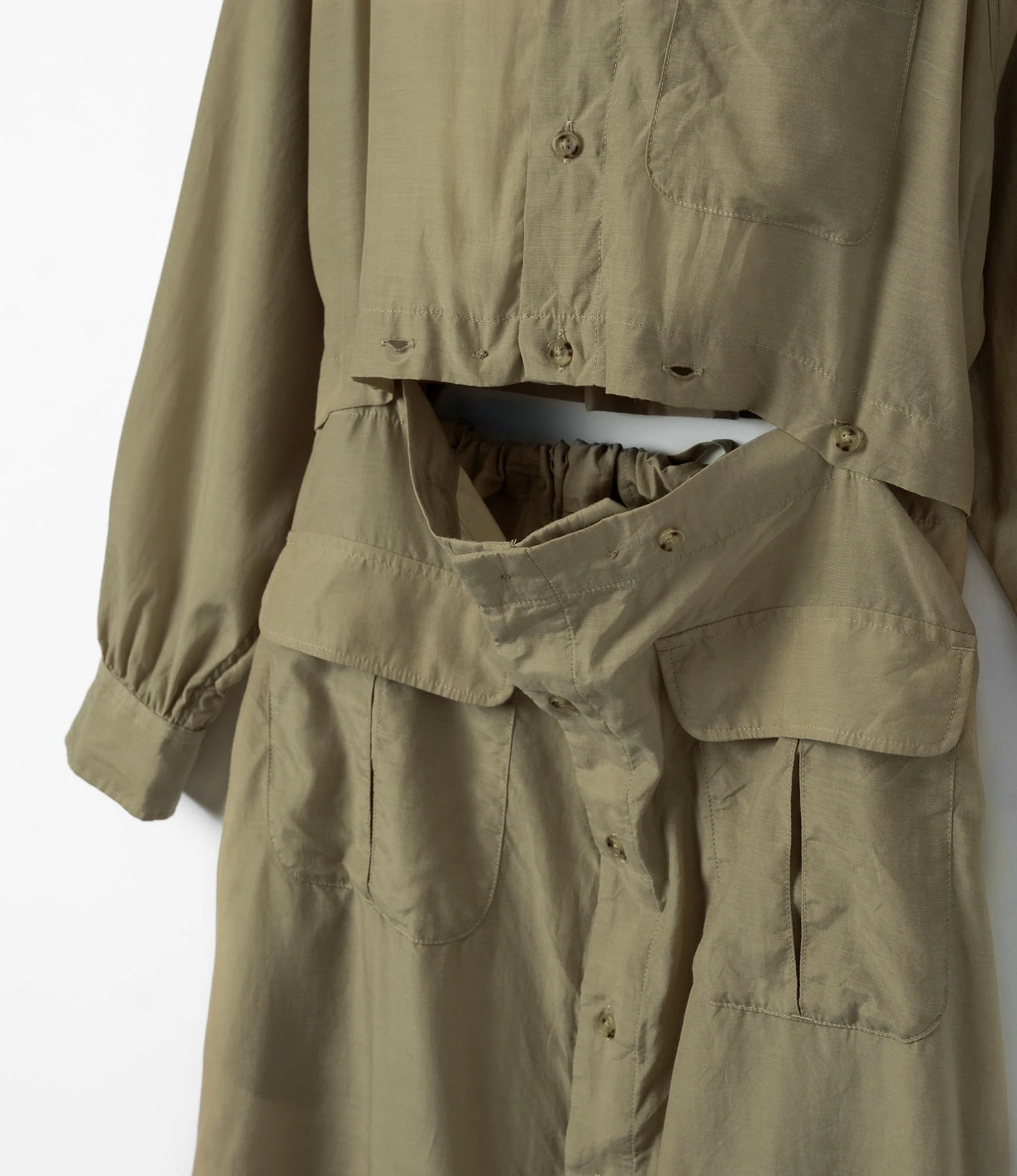Shifting Dress – Khaki Sheer Cupro - Image 3