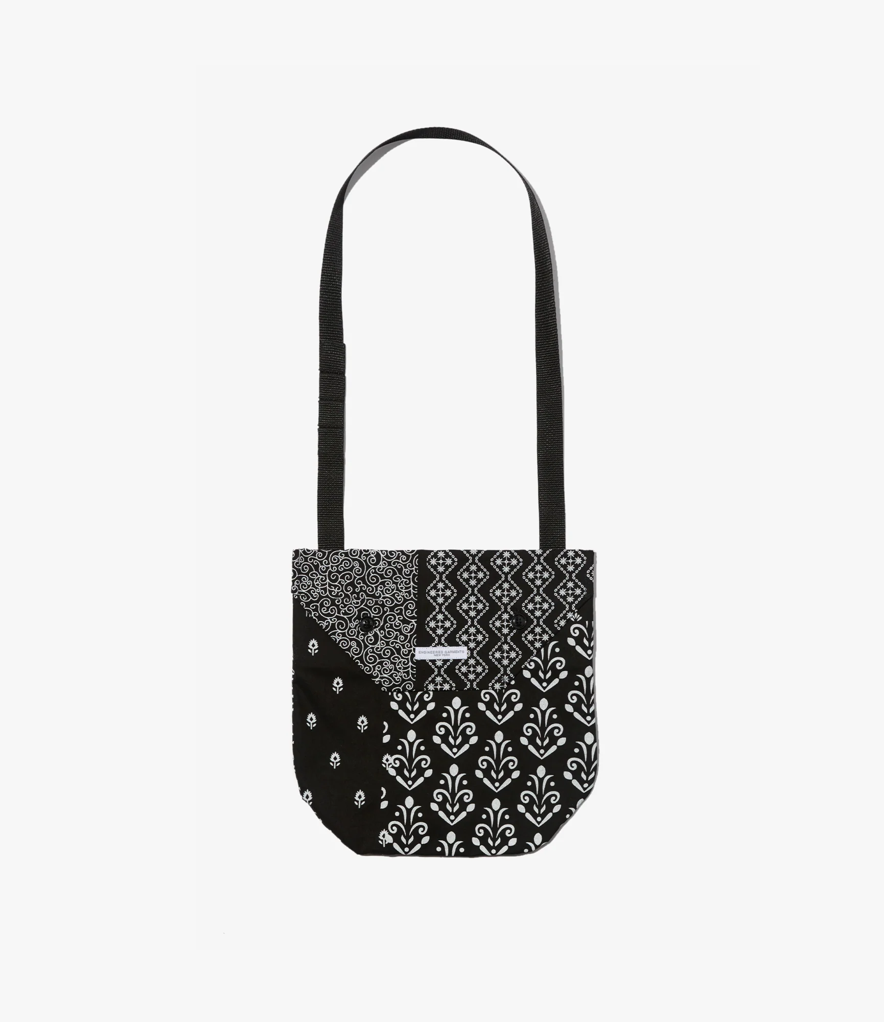 Shoulder Pouch – Black/White Patchwork Print