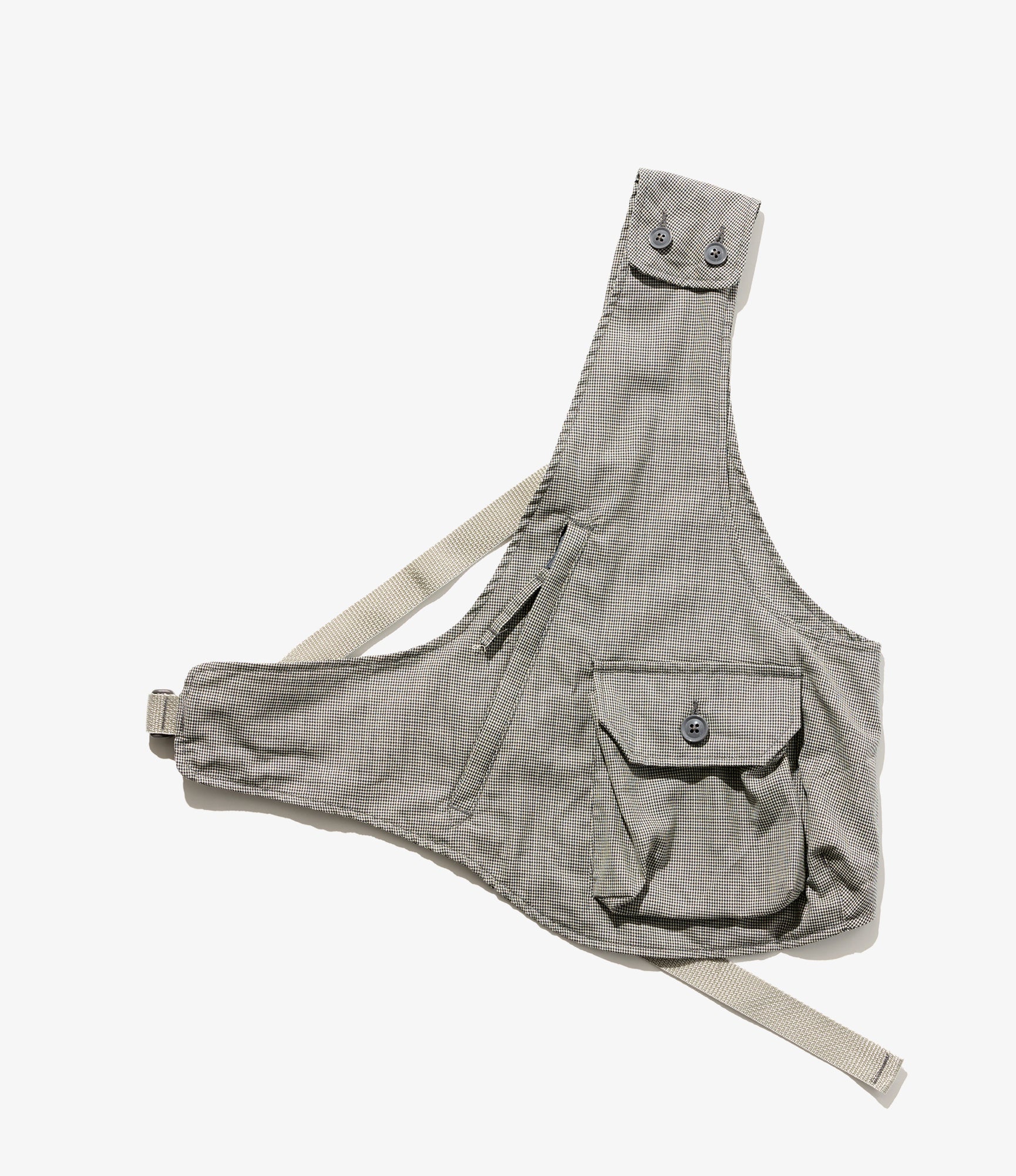 Shoulder Vest – Grey Micro Houndstooth Tropical Wool