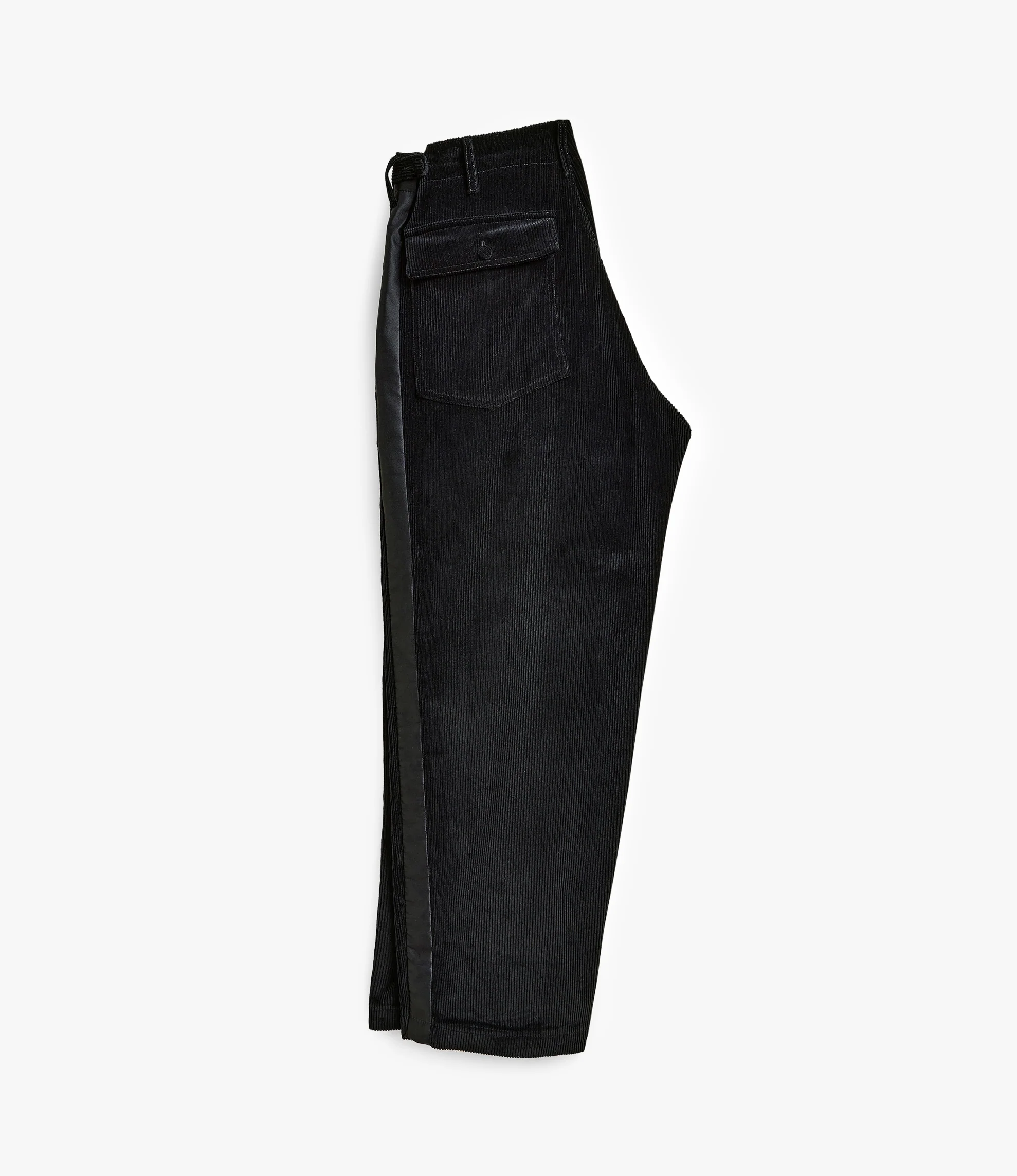 Side Stripe Wide Fatigue Pant – Black Corduroy - Image 4