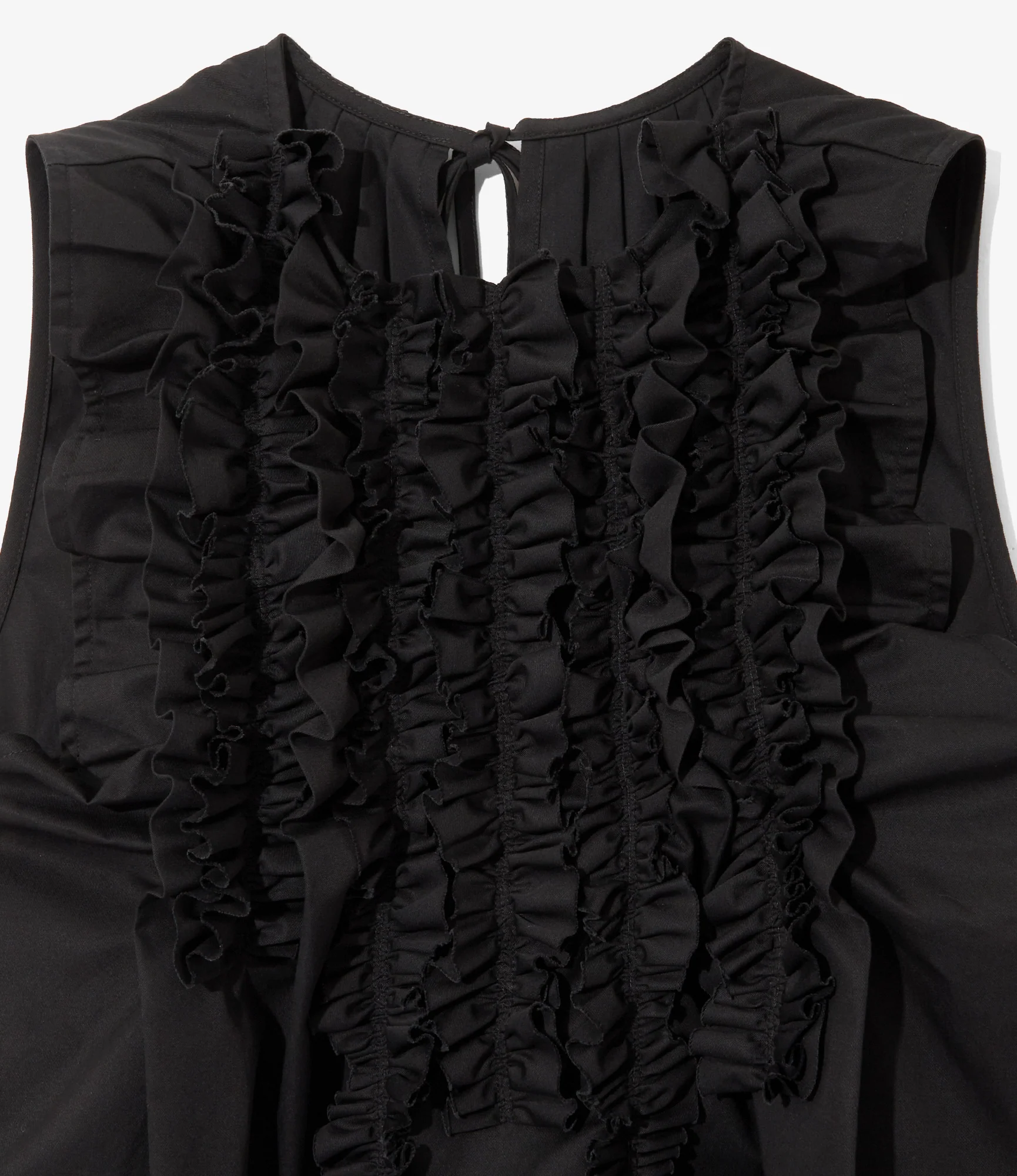 Sleeveless Frill Shirt – Black Twill - Image 2