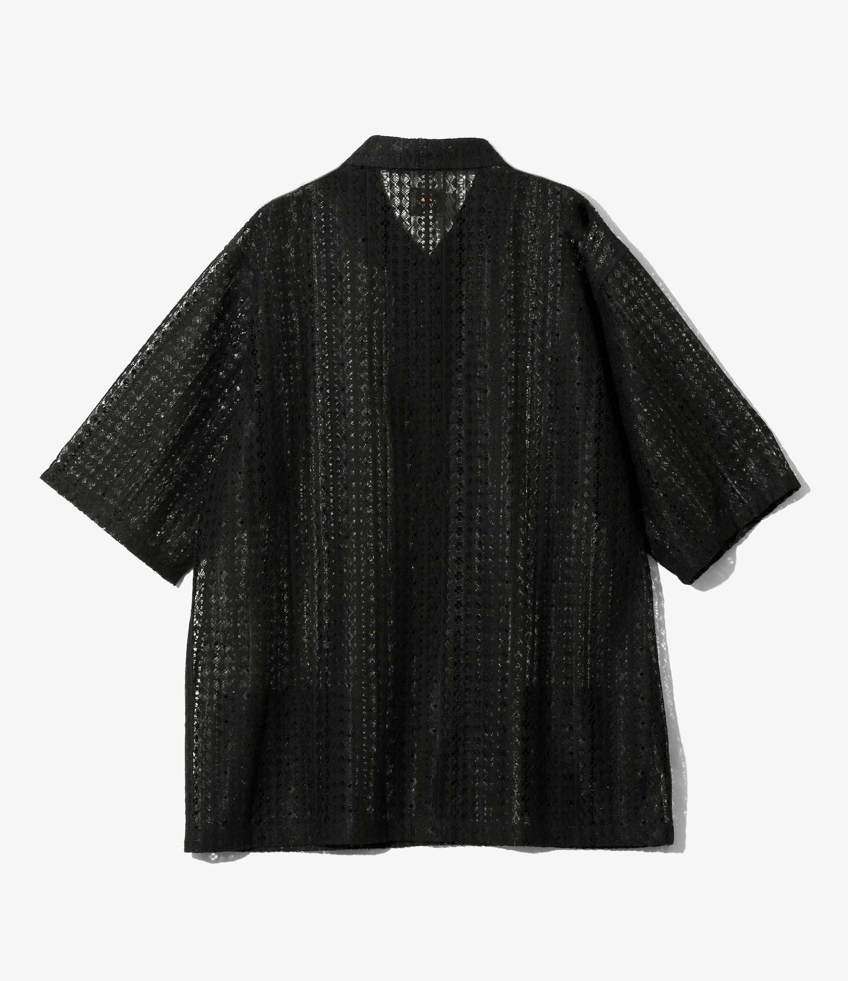 Widespread Collar Short Sleeve Shirt – Black Raschel Lace - Image 4