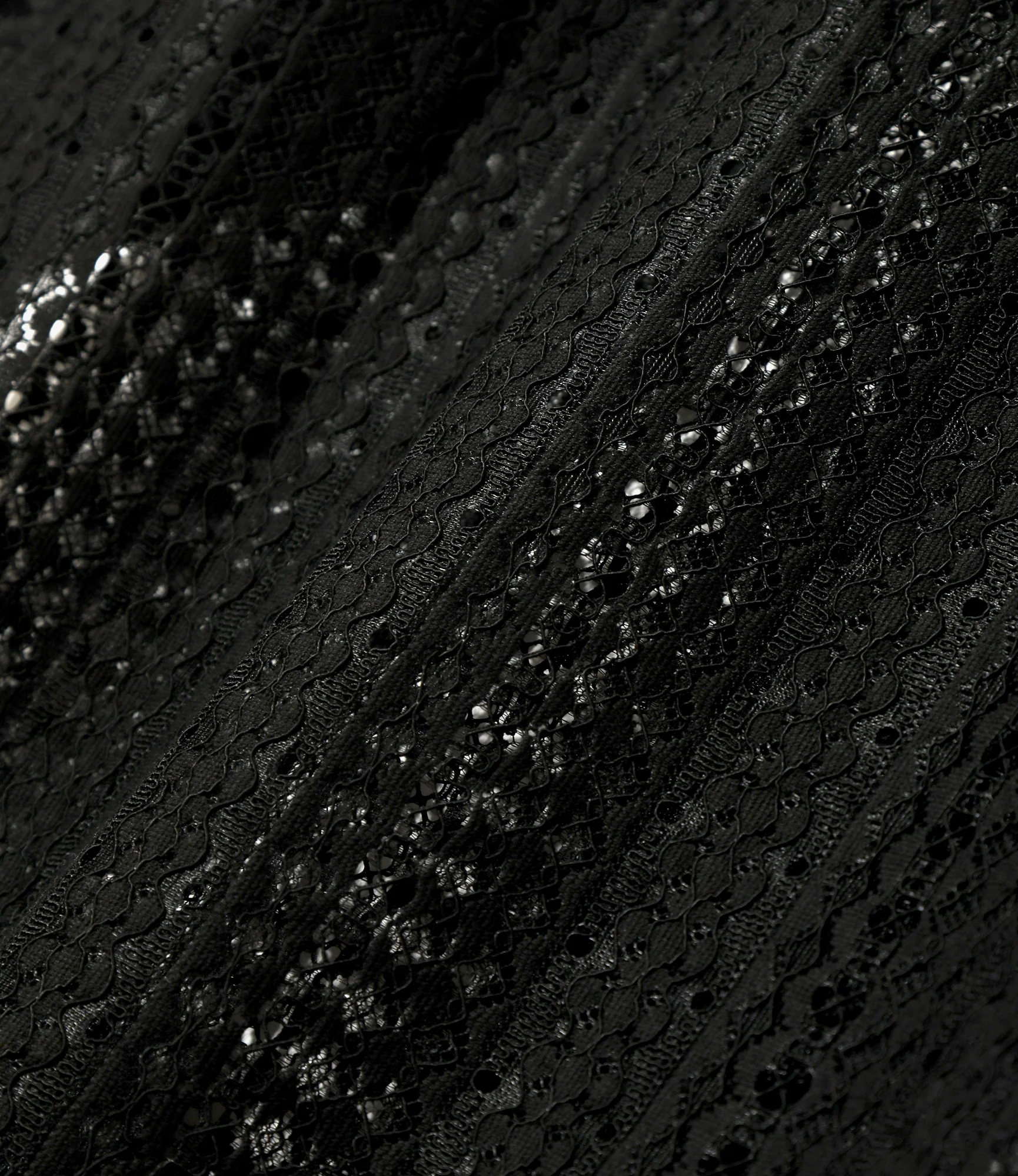 Widespread Collar Short Sleeve Shirt – Black Raschel Lace - Image 5