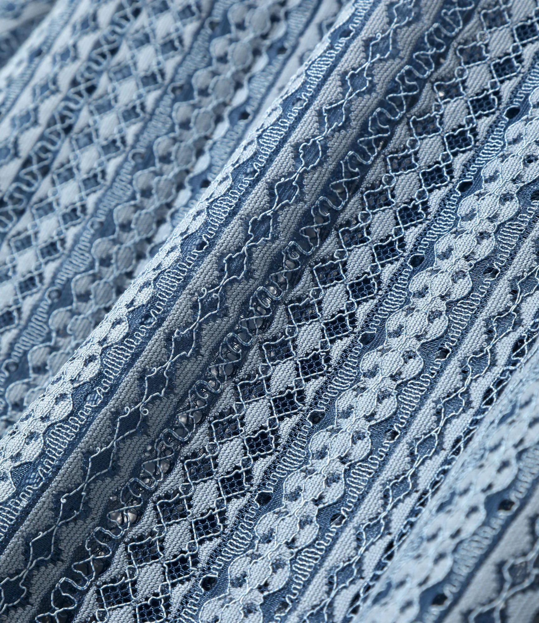 Widespread Collar Short Sleeve Shirt – Blue Raschel Lace - Image 5