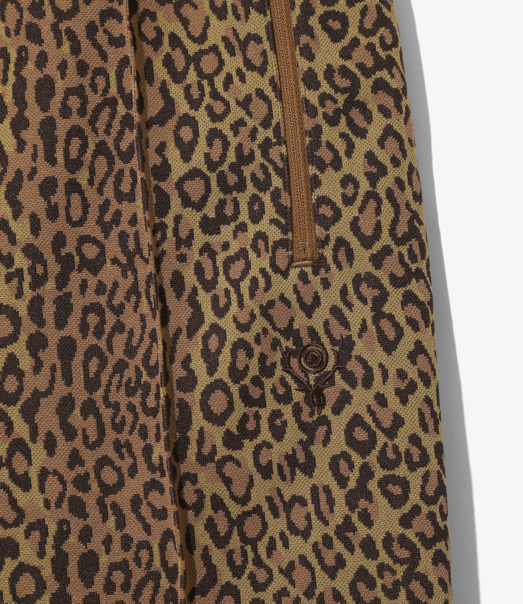 String Centre Seam Pant – Brown Leopard Jacquard - Image 2