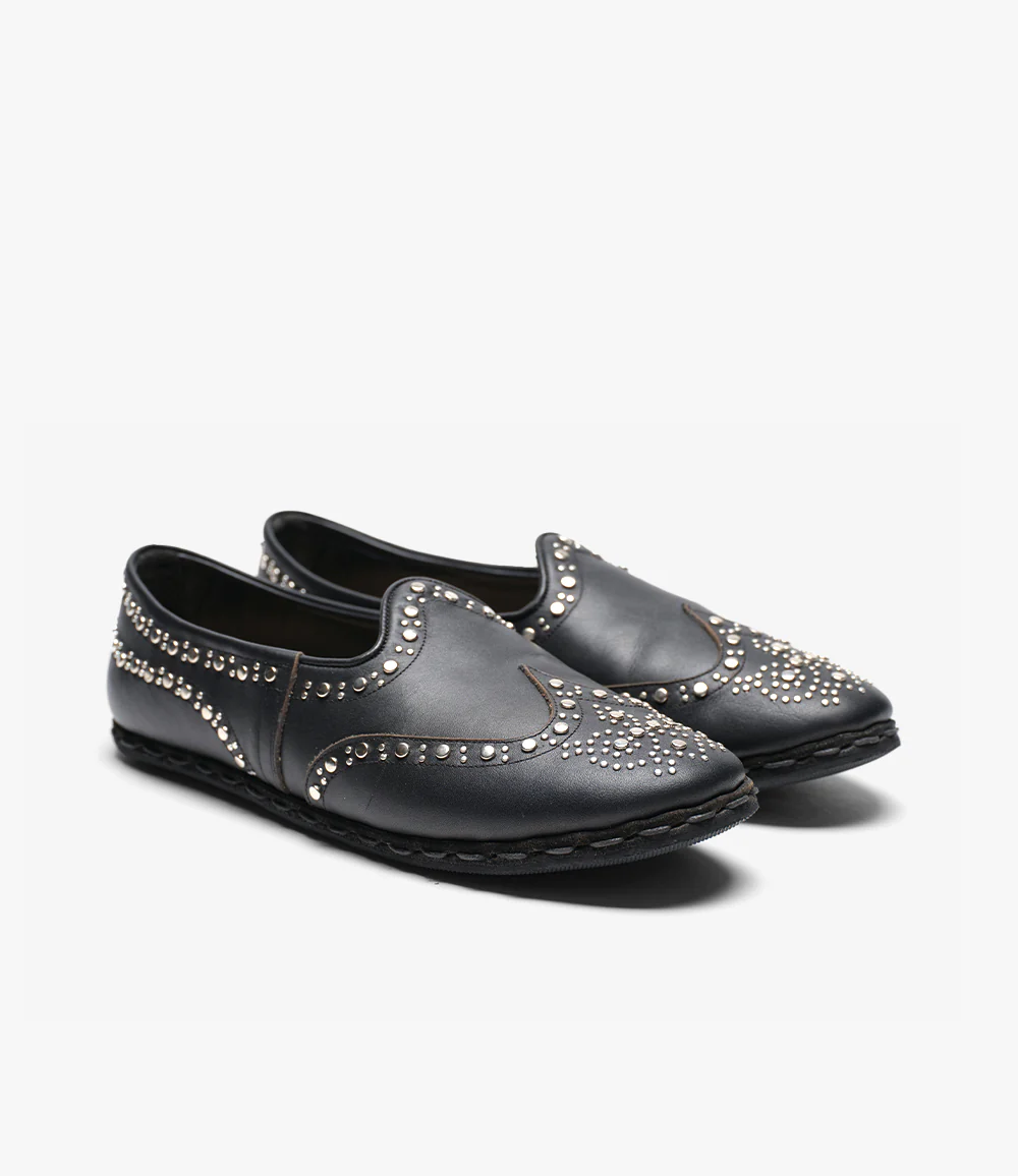 Studded Sabah Slipper – Black Leather - Image 2