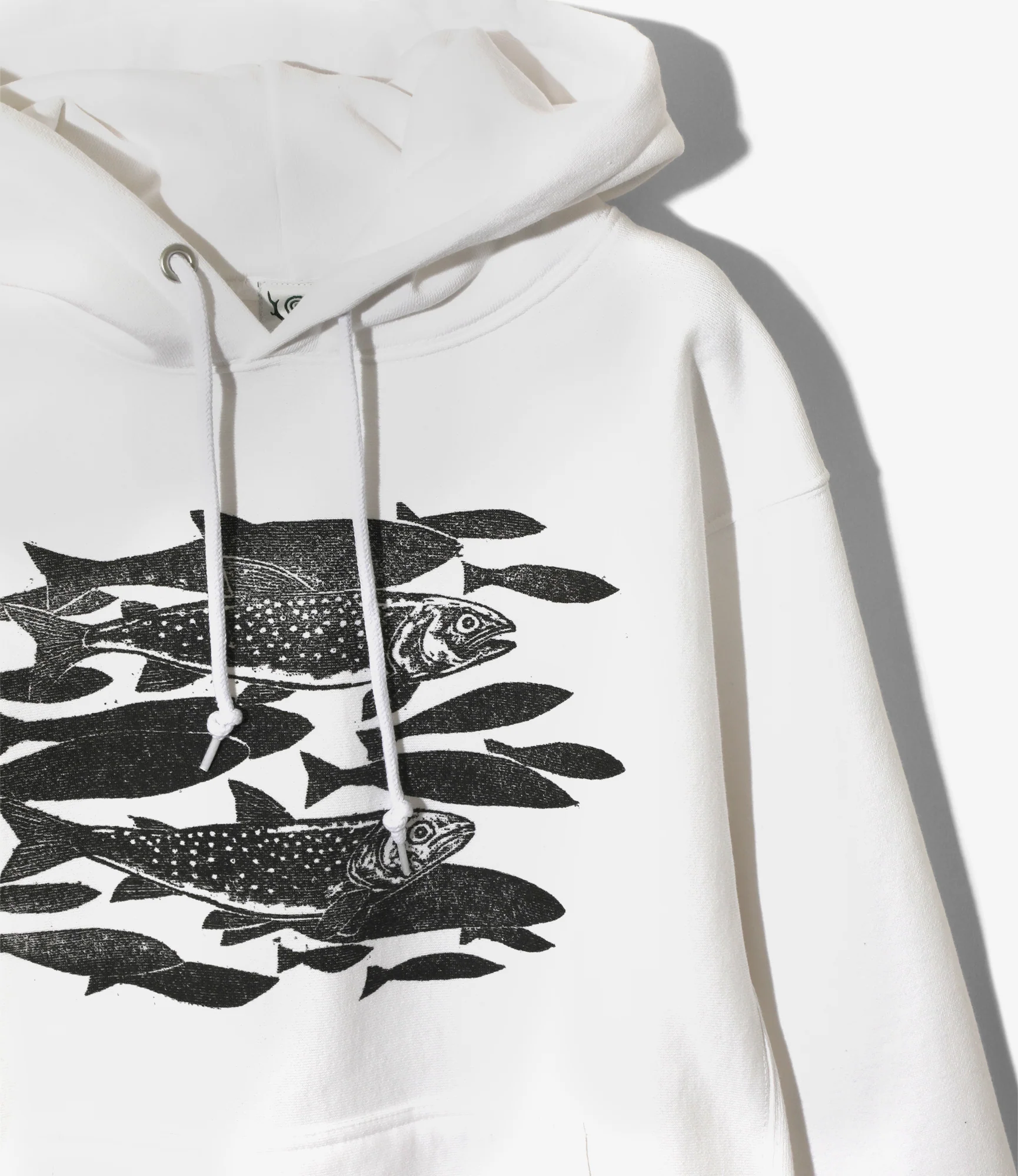 Sweat Parka – White 'Trouts' Print - Image 2