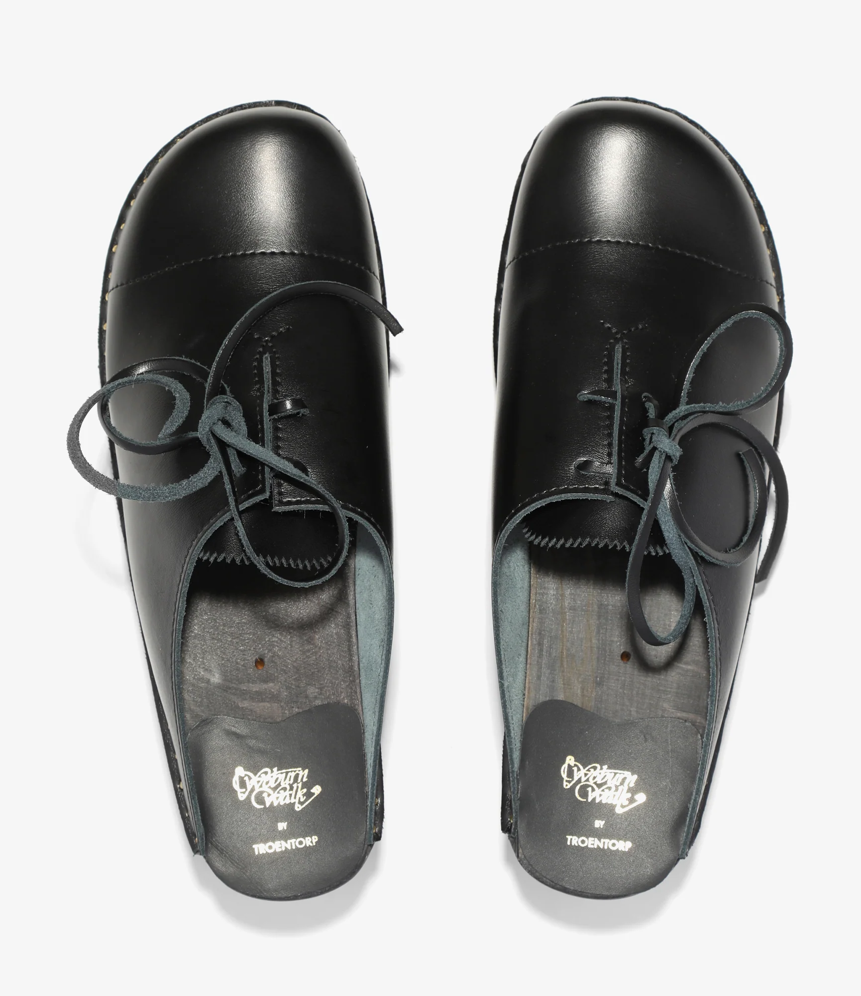 'Alps' Centre Lace Clog – Black Leather - Image 4