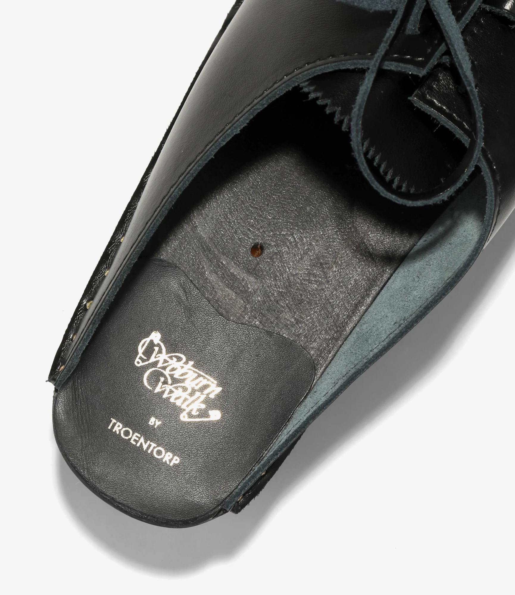 'Alps' Centre Lace Clog – Black Leather - Image 5