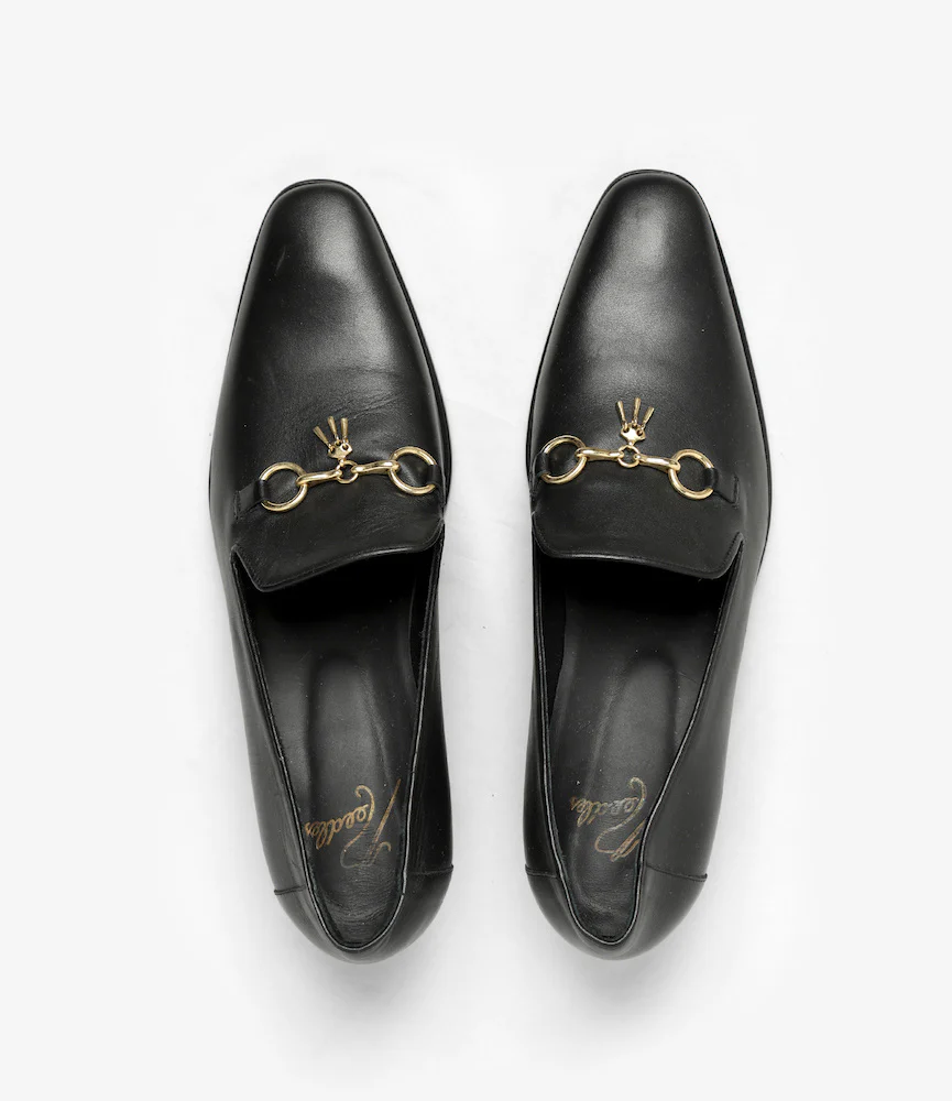 Tassel Bit Heeled Opera Shoe – Black Leather - Image 2