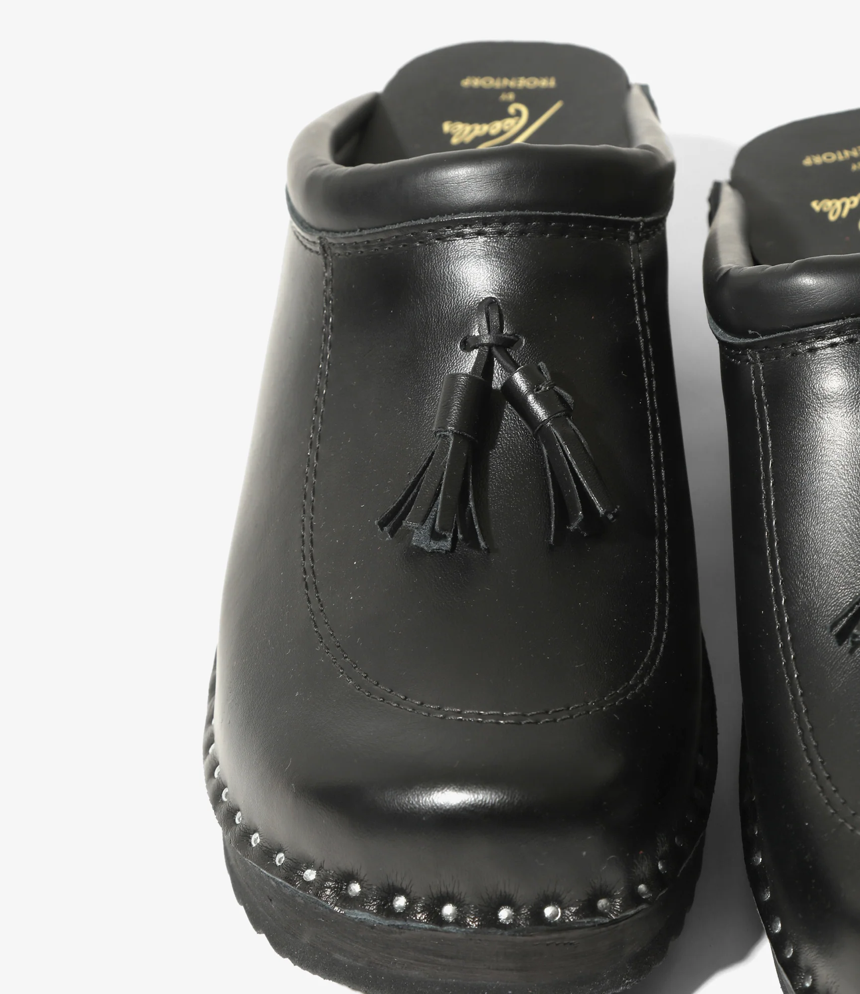 Twin Tassel Clog – Black Leather - Image 3