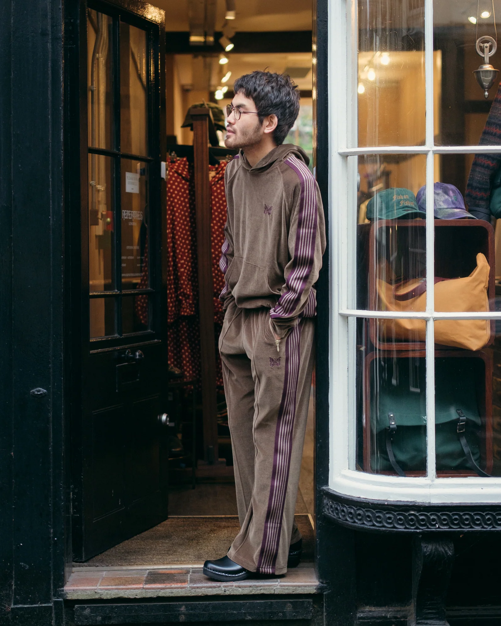 Track Hoodie – Taupe Velour - Image 2