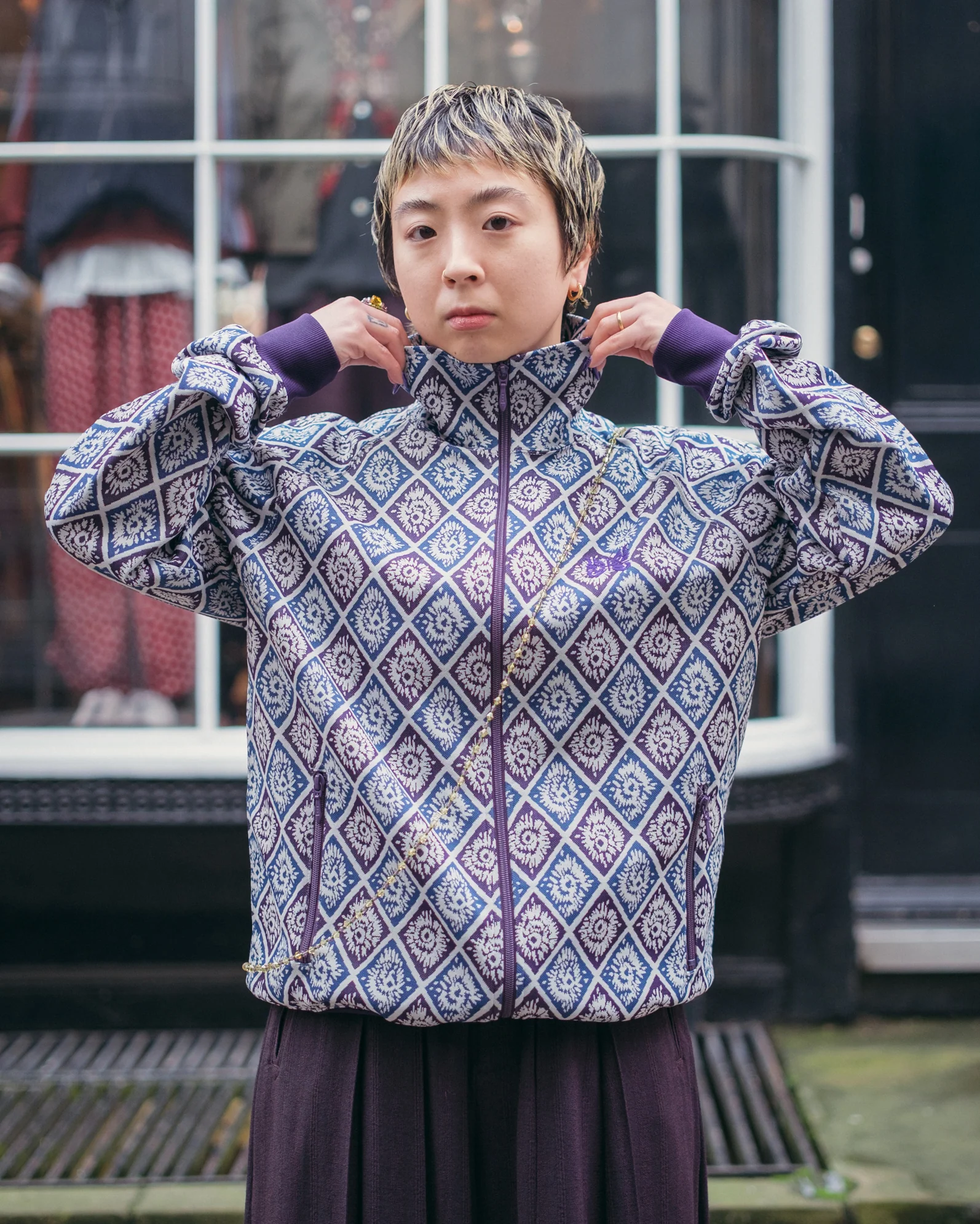Track Jacket – Blue/Purple Jacquard - Image 2