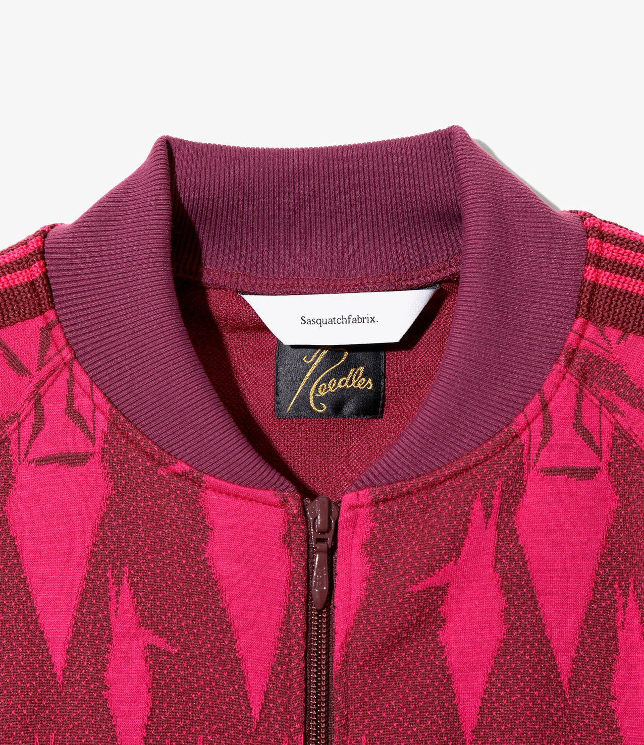 Rib Collar Track Jacket – Bordeaux Origami Crane - Image 2