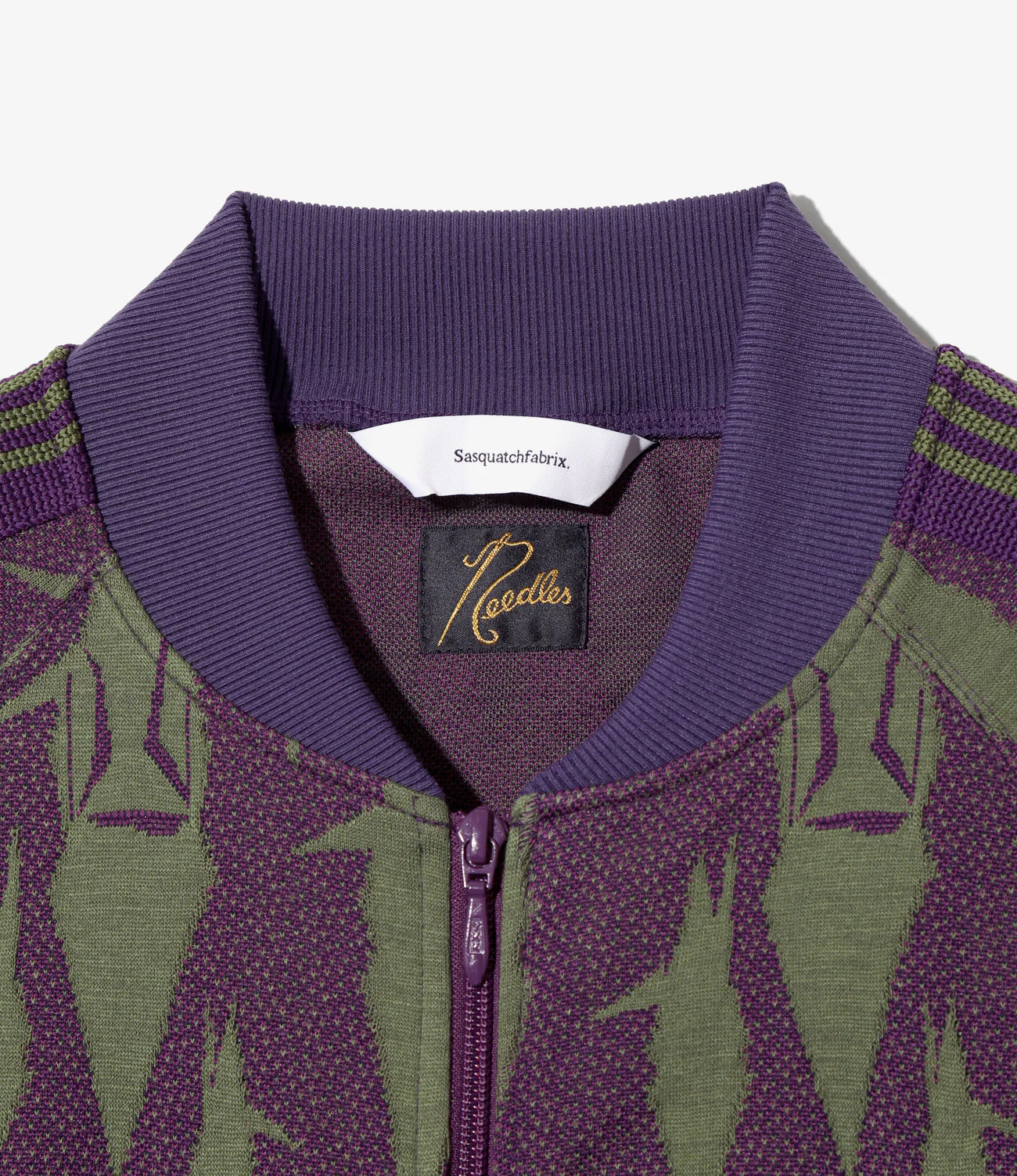Rib Collar Track Jacket – Eggplant Origami Crane - Image 2