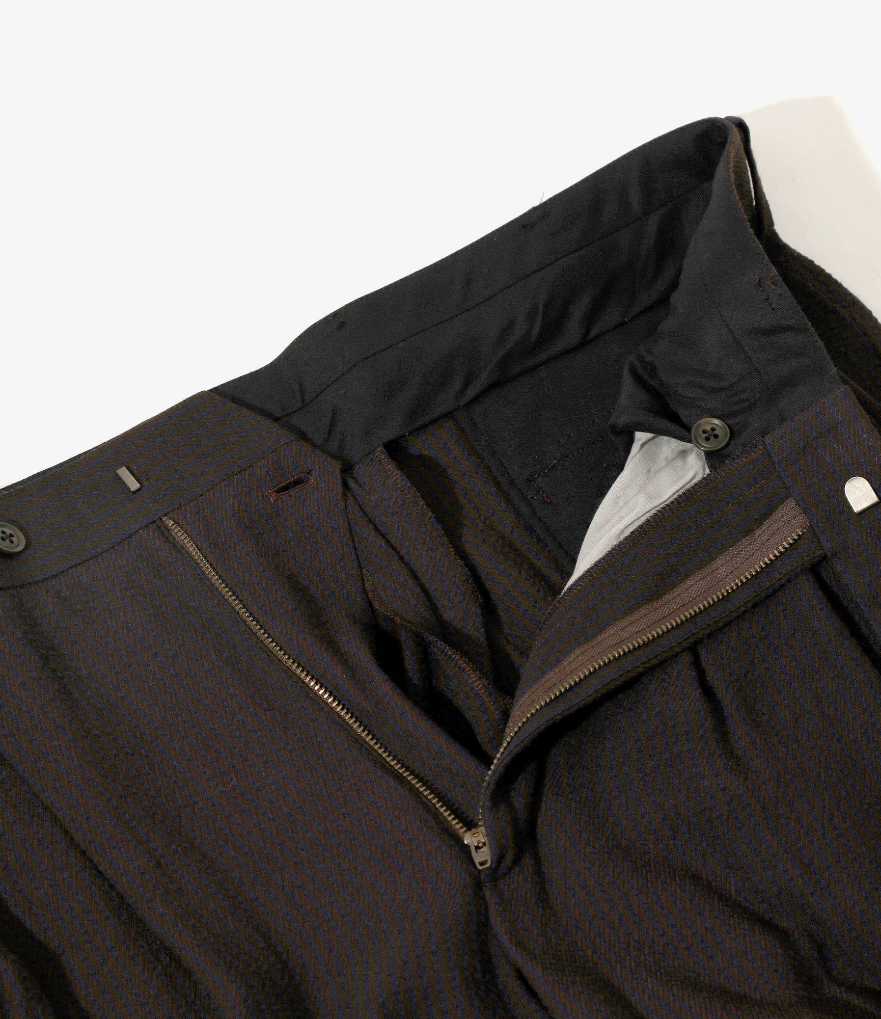 Two-Tuck Trouser – Brown Striped Kersey - Image 3