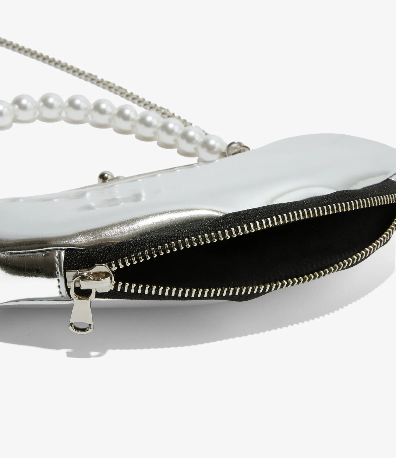Two-Way Gamaguchi Bag – Silver - Image 6