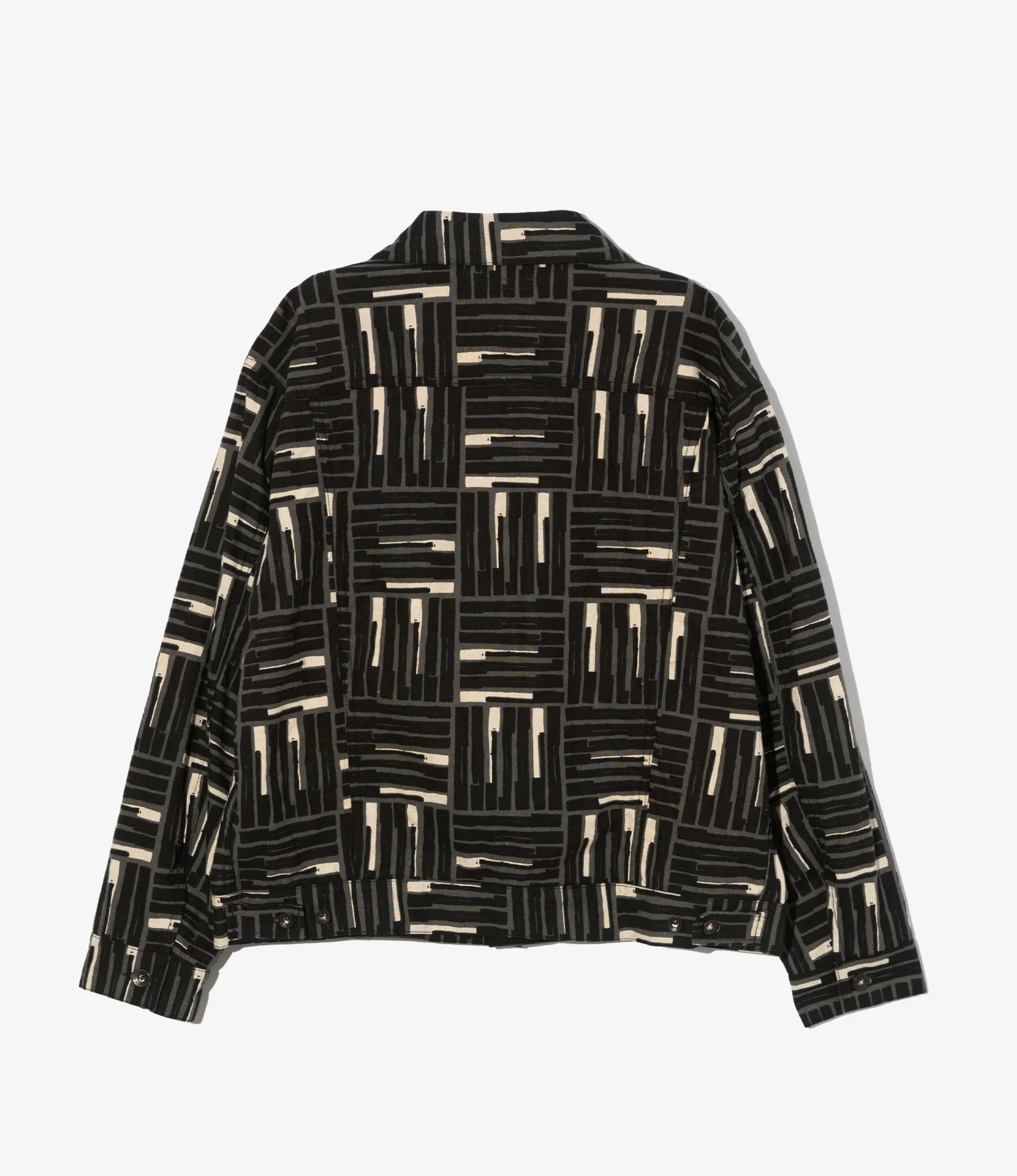 Type 5 Jean Jacket – Black Tile Print Canvas - Image 2